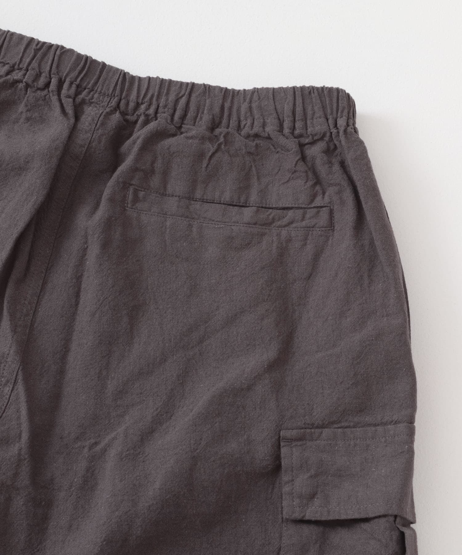 『セットアップ対応』天然素材リネンコットンイージーカーゴショーツ CHA M
