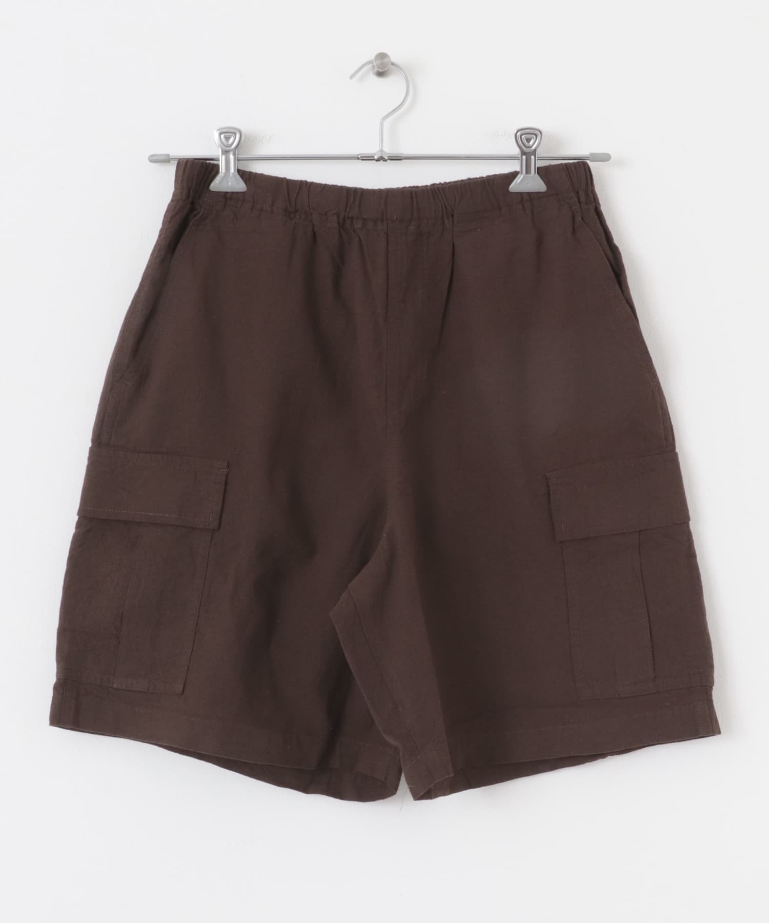 『セットアップ対応』天然素材リネンコットンイージーカーゴショーツ BRN M