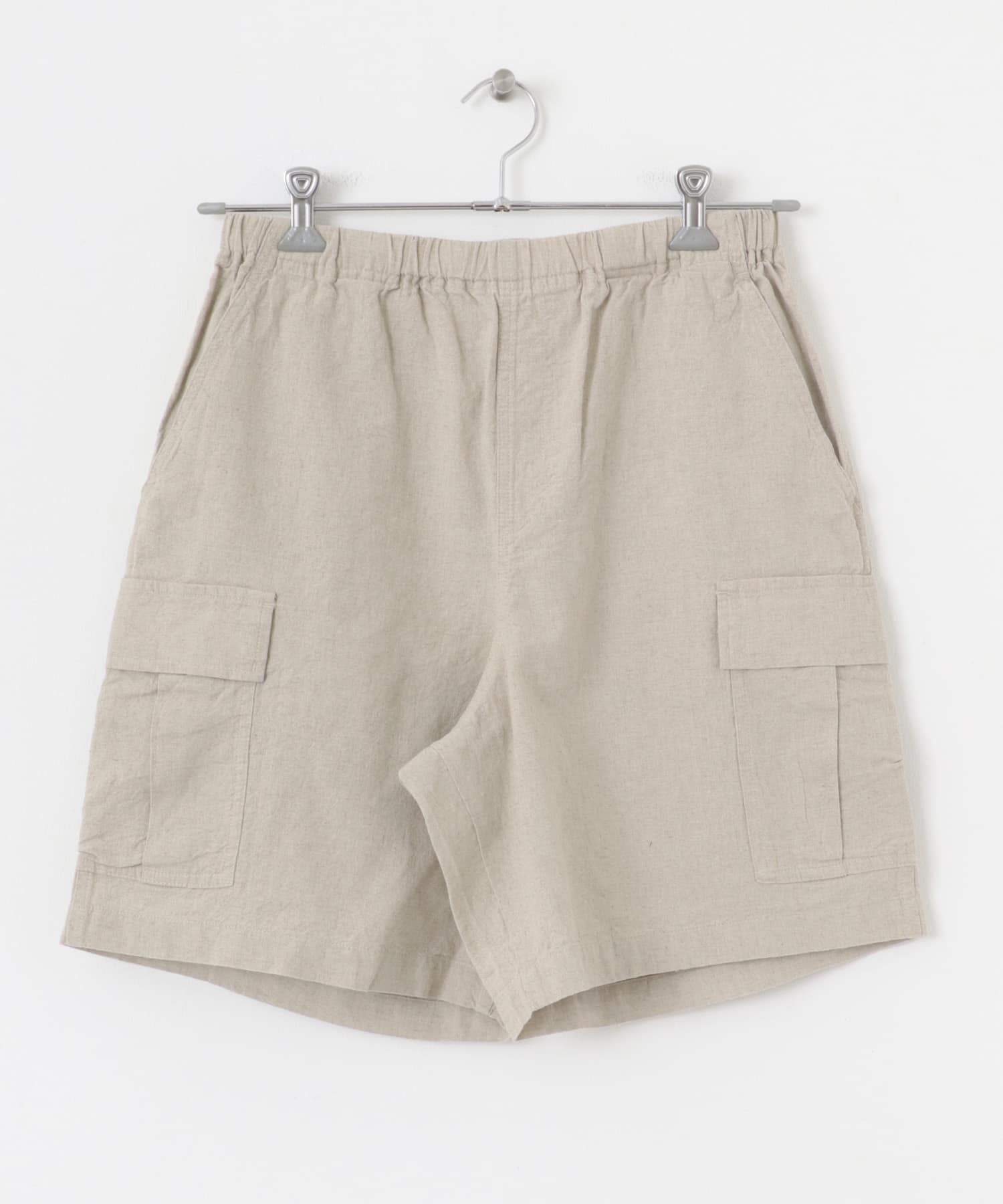 『セットアップ対応』天然素材リネンコットンイージーカーゴショーツ IVO M