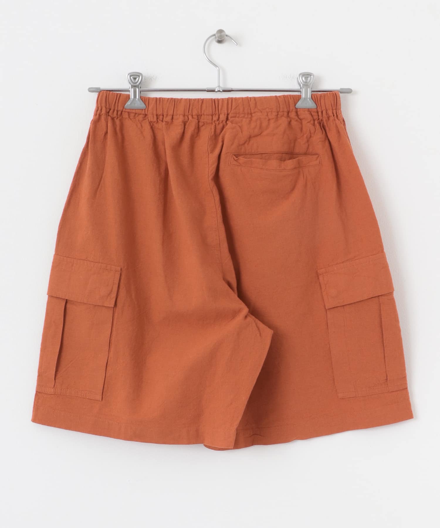 『セットアップ対応』天然素材リネンコットンイージーカーゴショーツ TERRACOTTA M