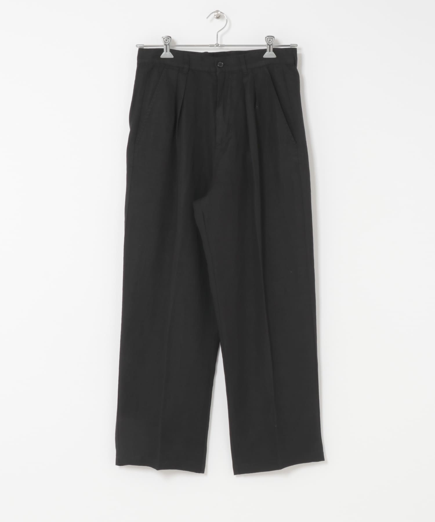 Linen Blend Tapered Pants BLK M
