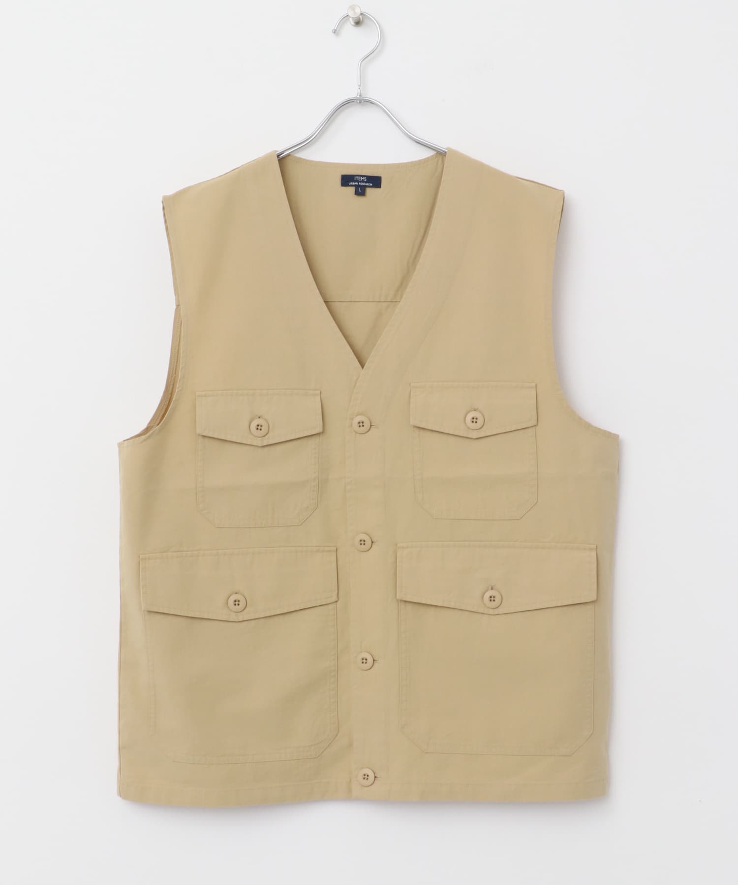 マルチポケットVネックベスト BEG M