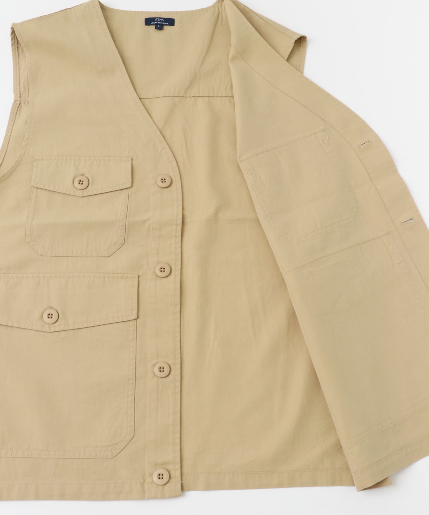 マルチポケットVネックベスト BEG M