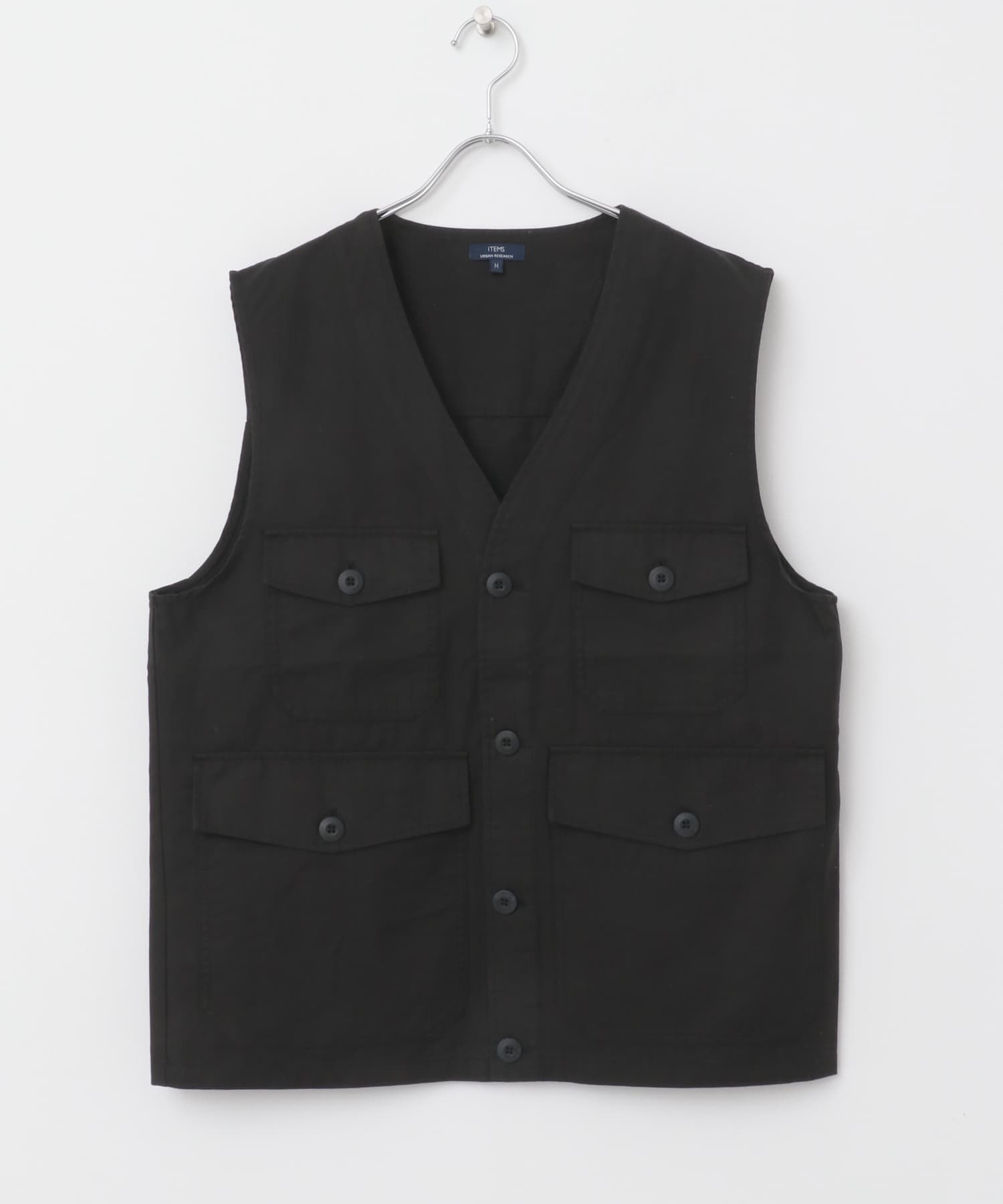 マルチポケットVネックベスト BLK M