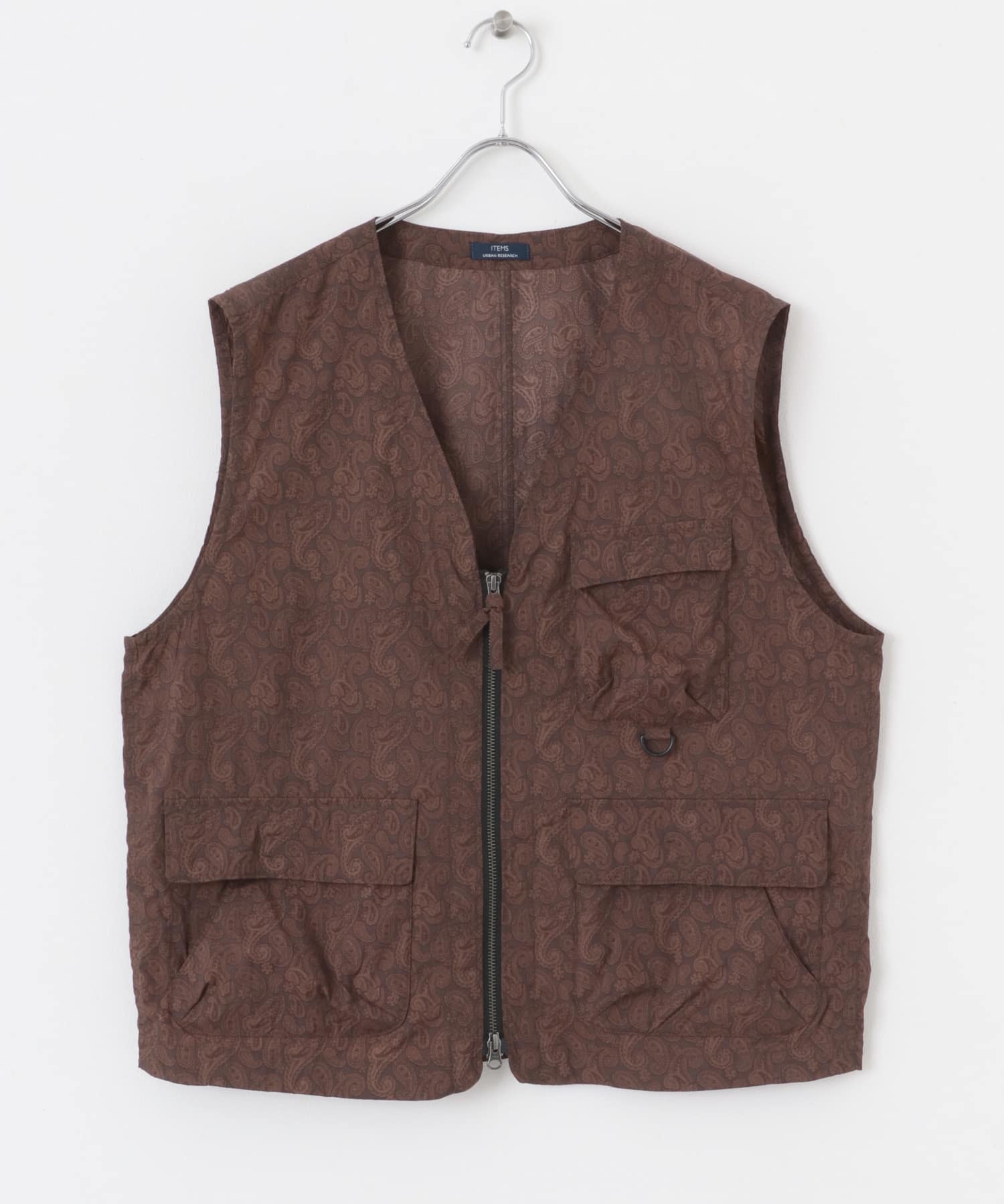 『セットアップ対応』Nylon Paisley Vest BRN M