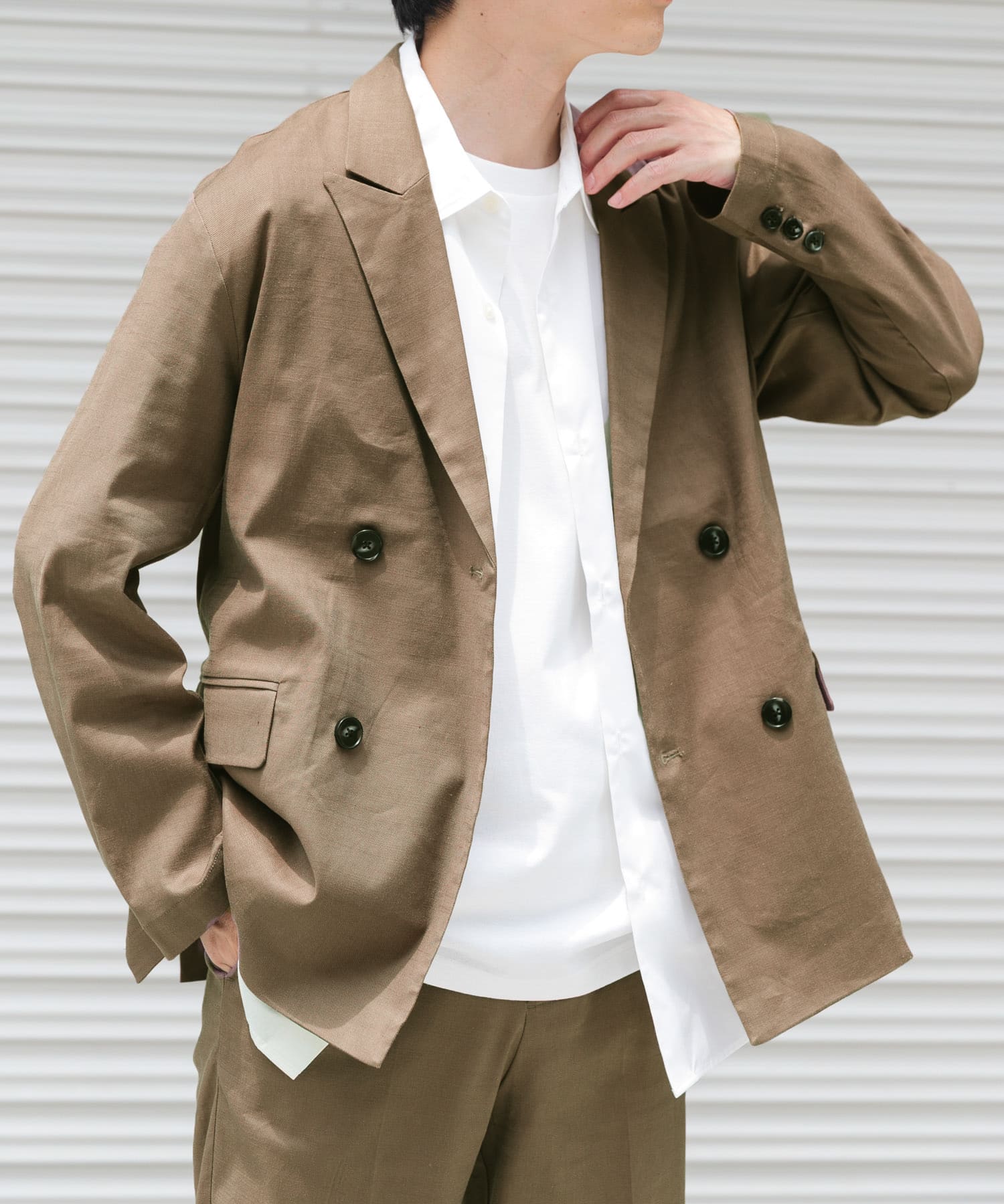 『セットアップ対応』Linen Blend Double Jacket