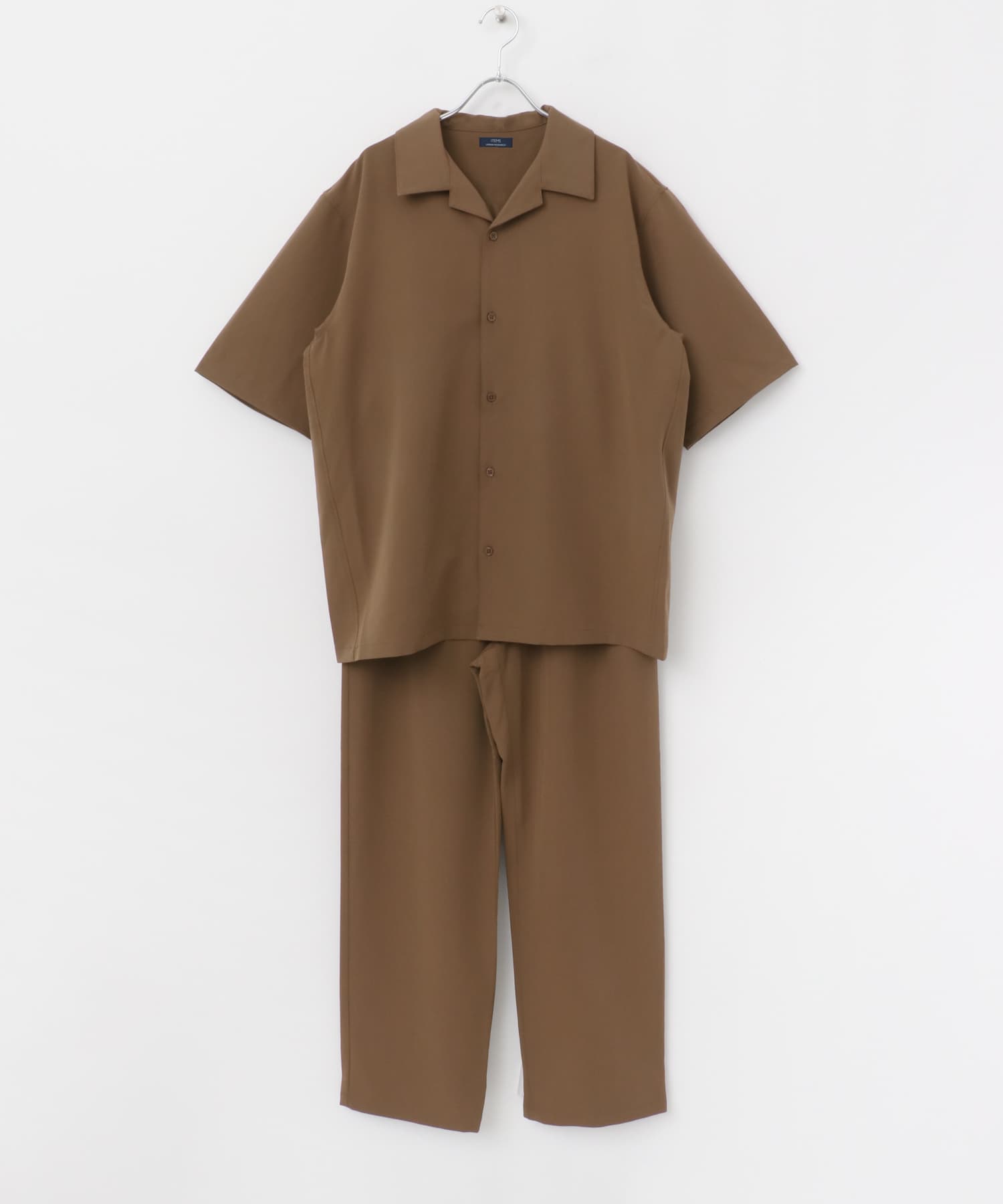 TRオープンカラーシャツ+パンツSET BRN S