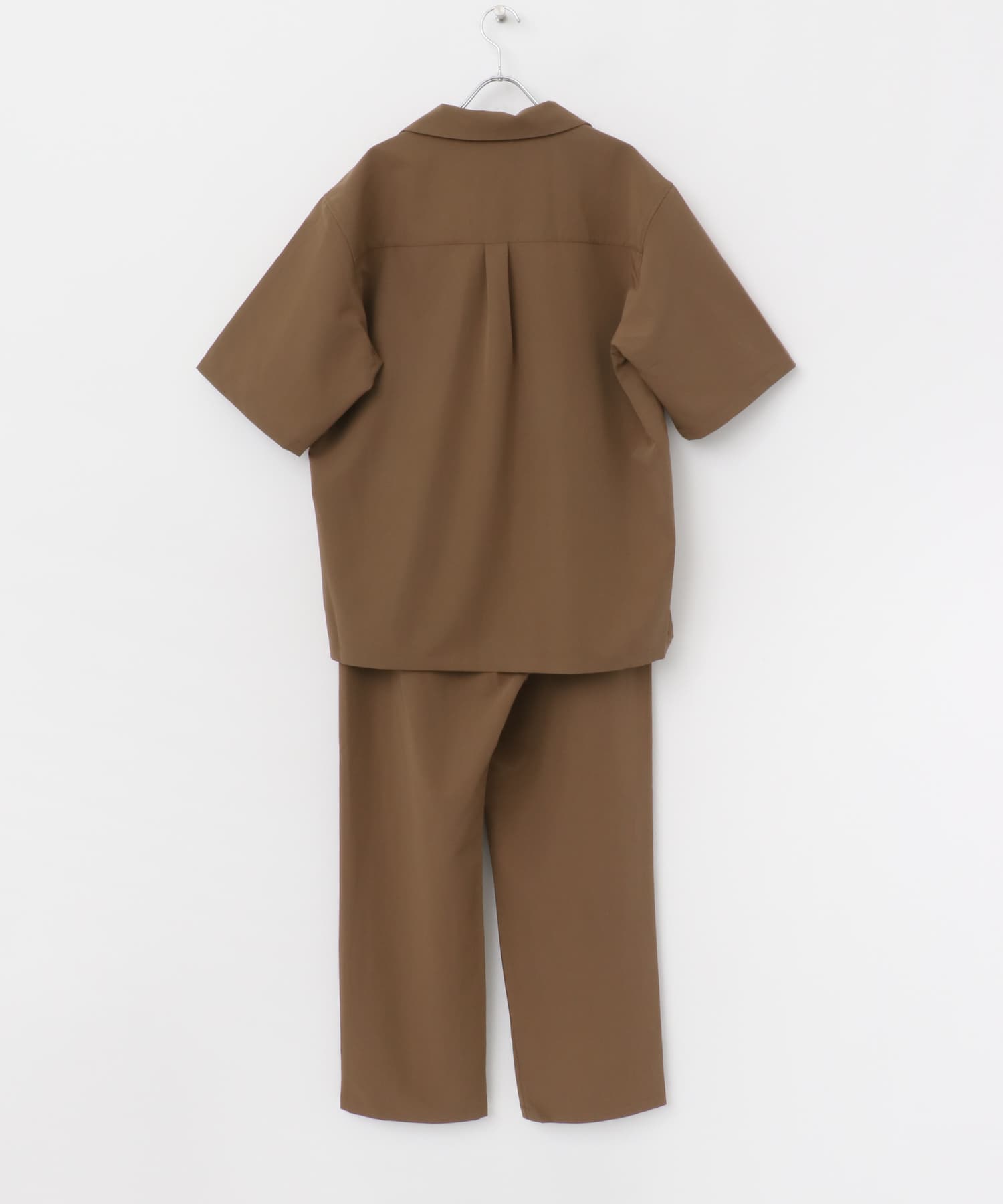 TRオープンカラーシャツ+パンツSET BRN S
