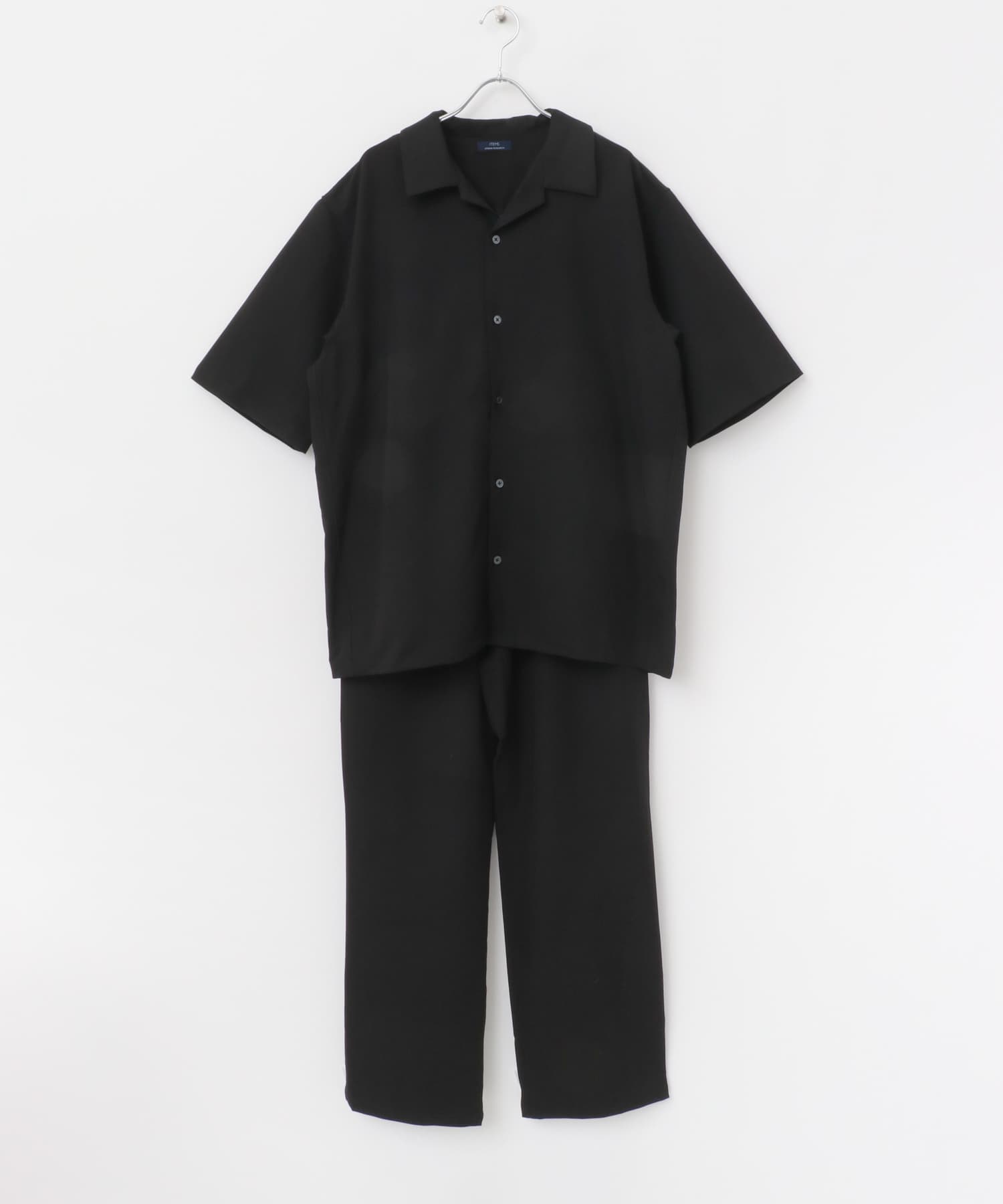 TRオープンカラーシャツ+パンツSET BLK S