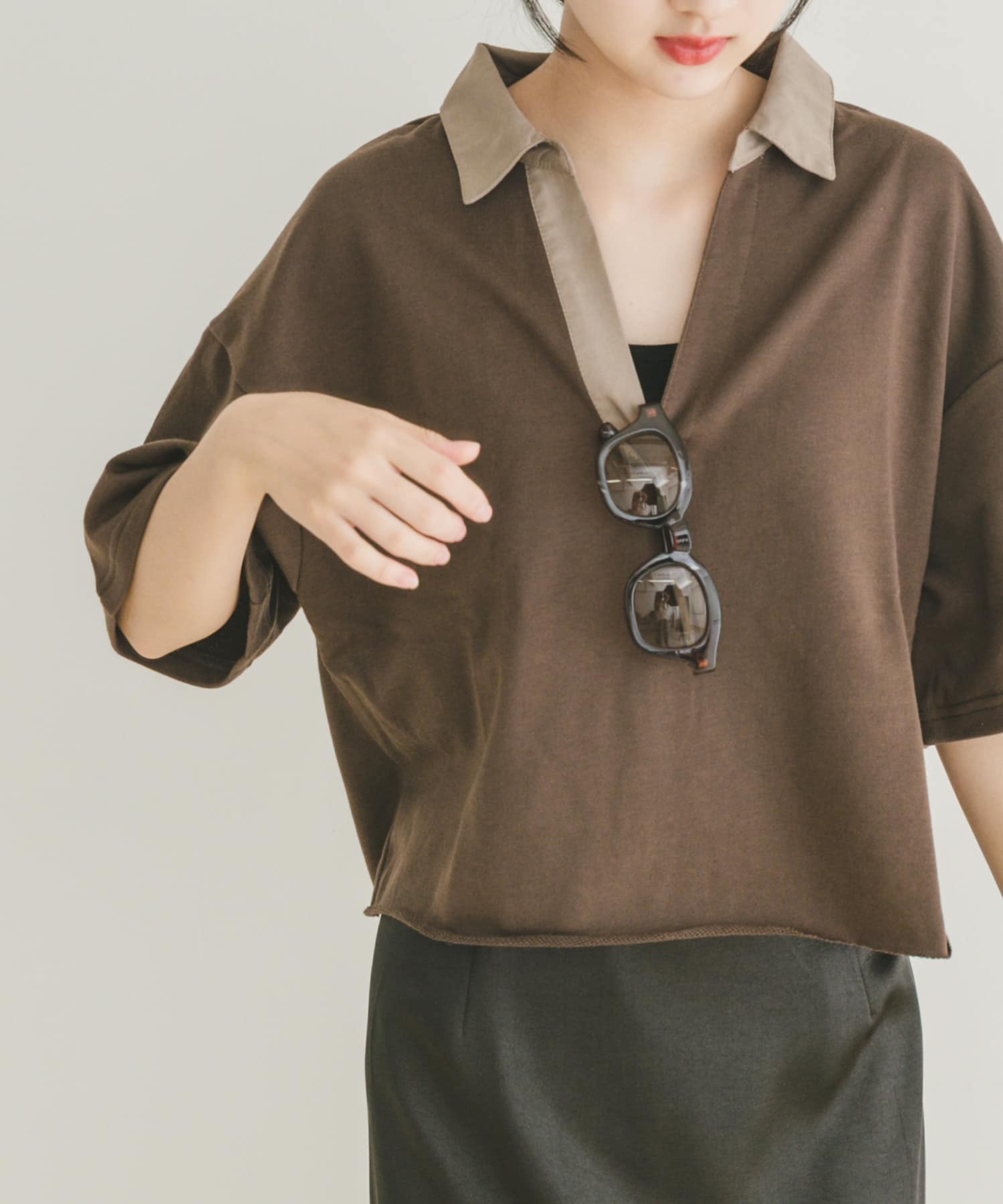 ミニ裏毛スキッパーポロ