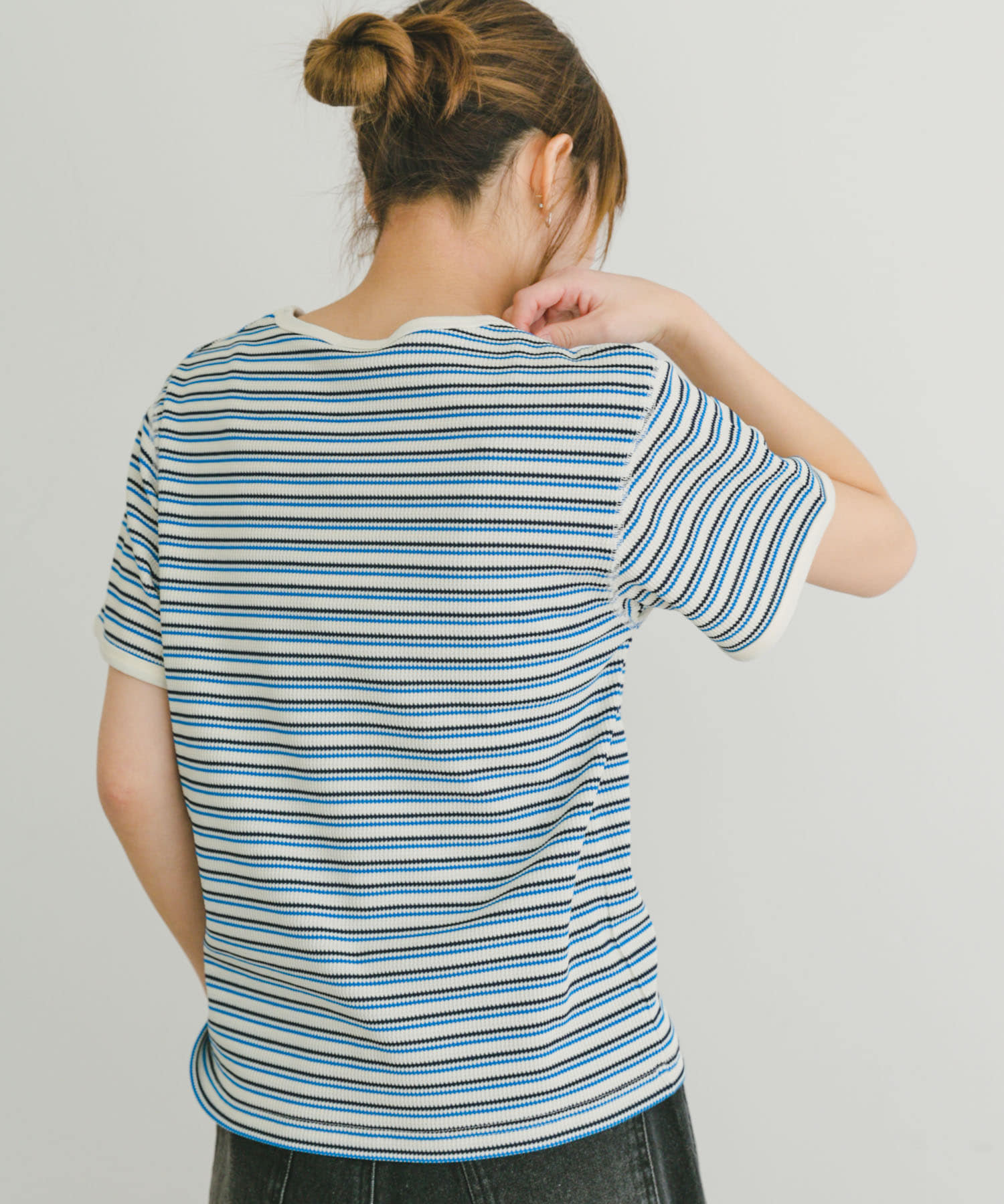 ハニカムワッフルボーダーTシャツ