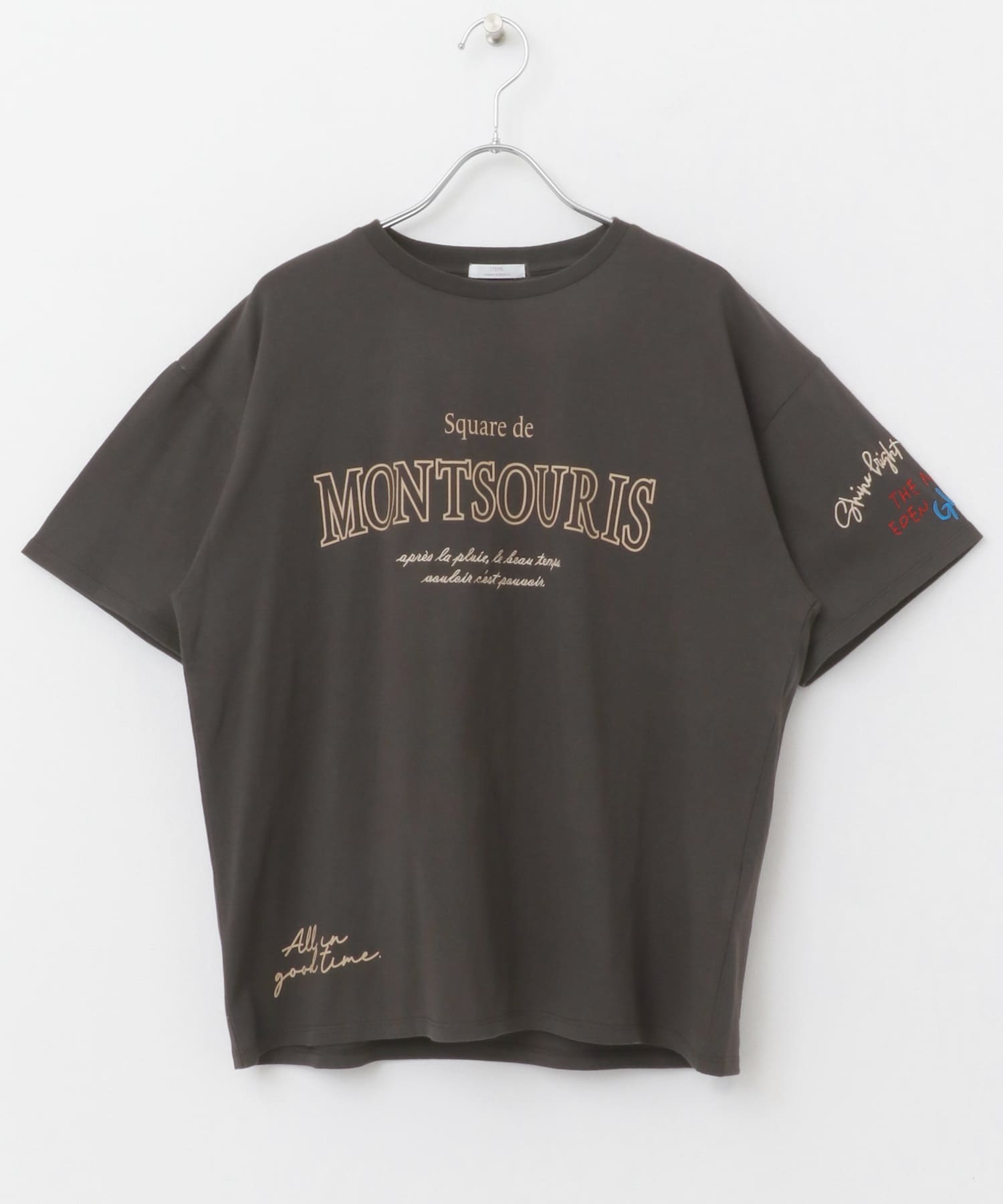 ロゴ刺繍半袖Tシャツ CHA FREE