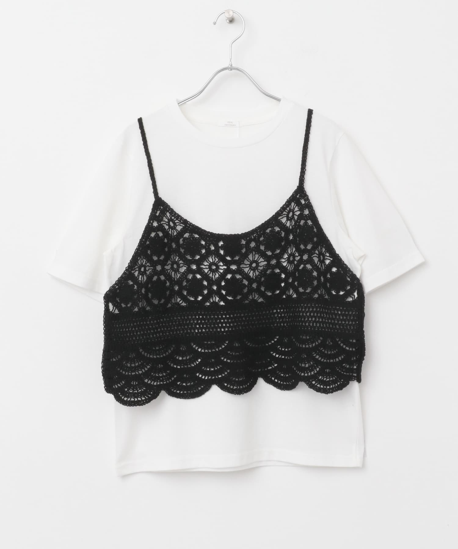 m.u japoness スリットTシャツ ビスチェ セット ブラック otii メッシュビスチェ＆Tシャツセット(140cm～160cm)（Tシャツ