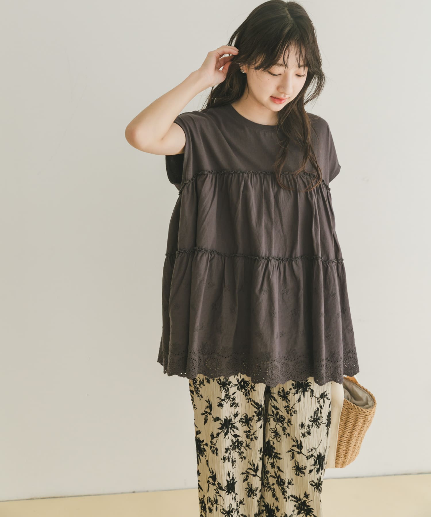 ピグメントフレンチTシャツ CHA FREE