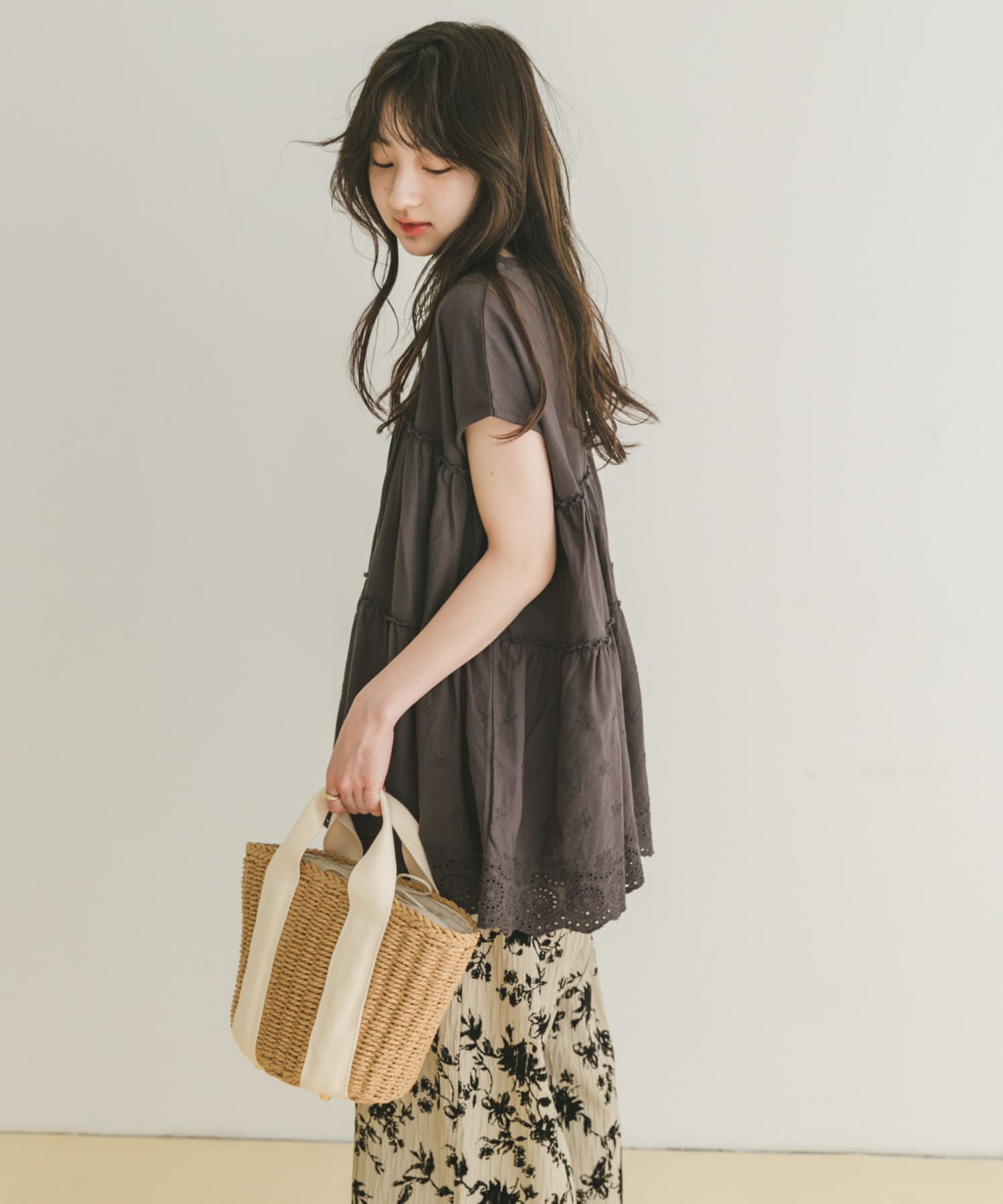 ピグメントフレンチTシャツ CHA FREE