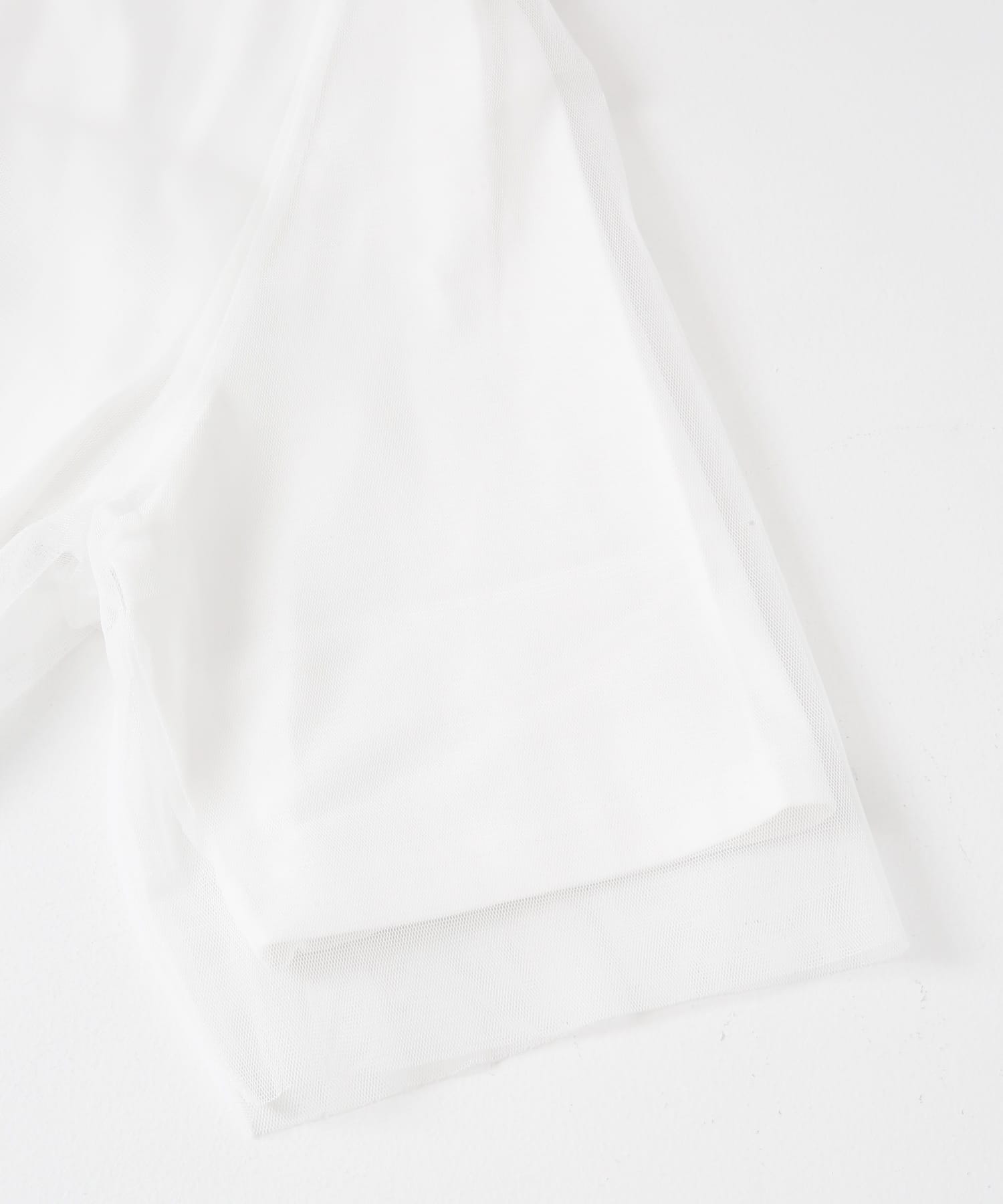チュールレイヤードハンソデTシャツ WHT FREE