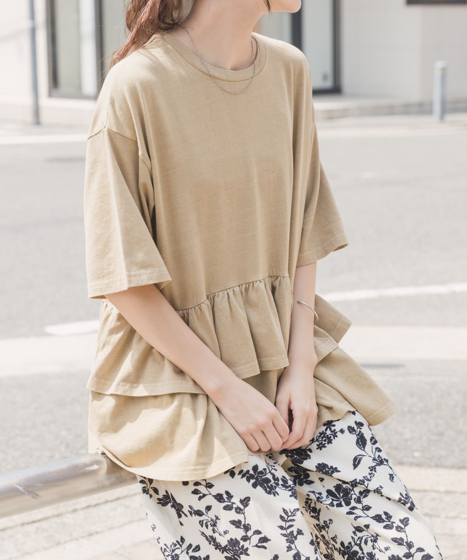 ピグメントティアードTシャツ