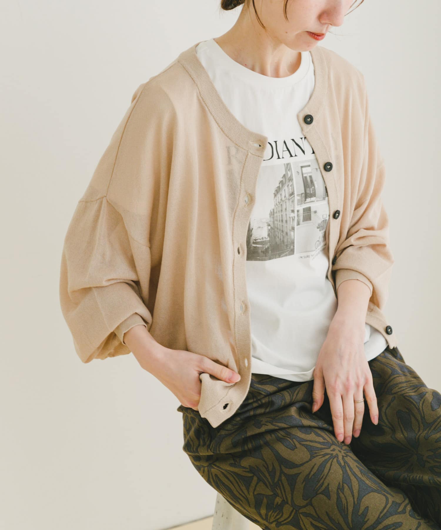 未使用　JILLSTUART　シアークルーネックカーディガン シアークルーネックカーディガン(FREE BLK): トップス｜URBAN