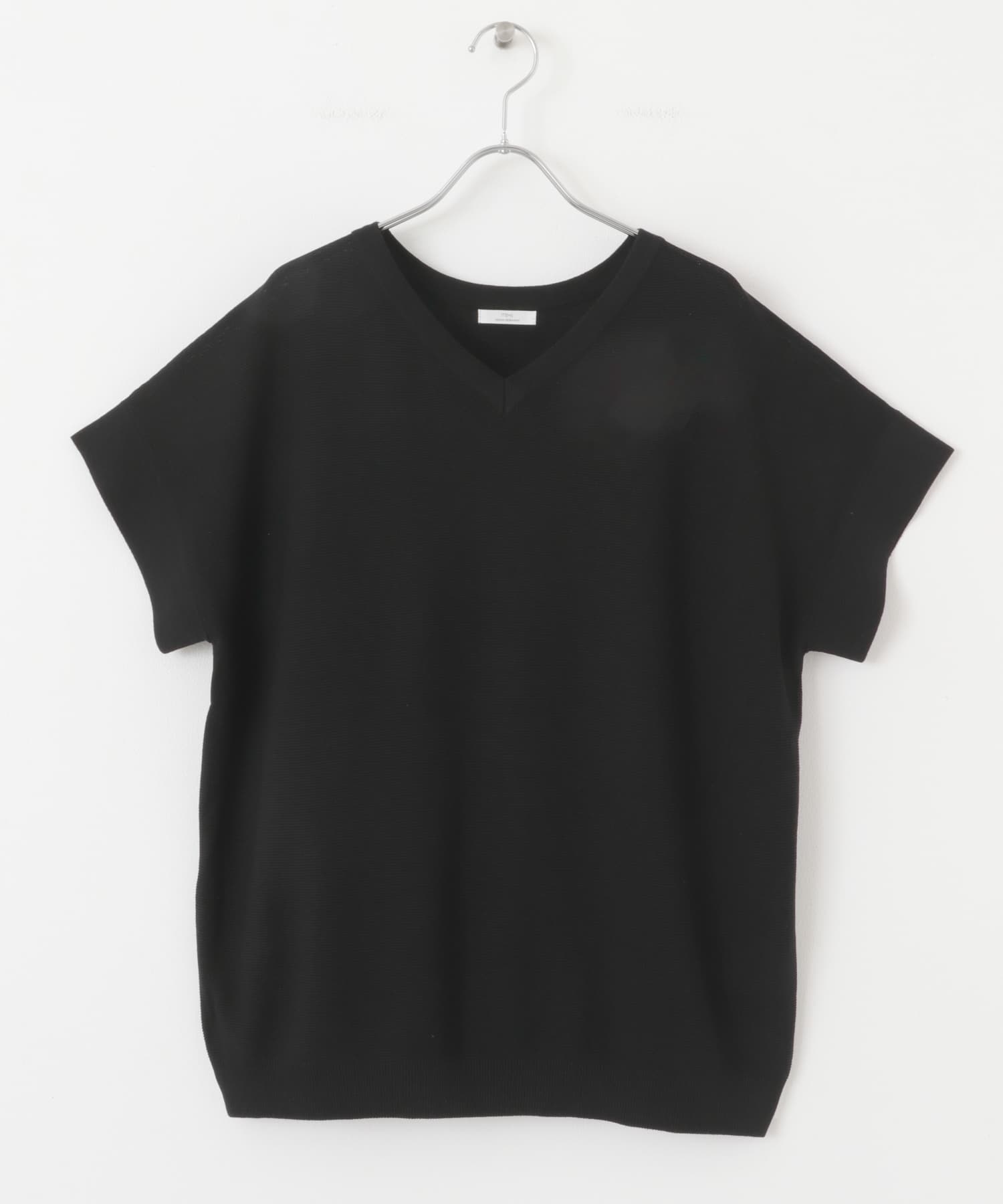 Vネックフレンチニット BLK FREE