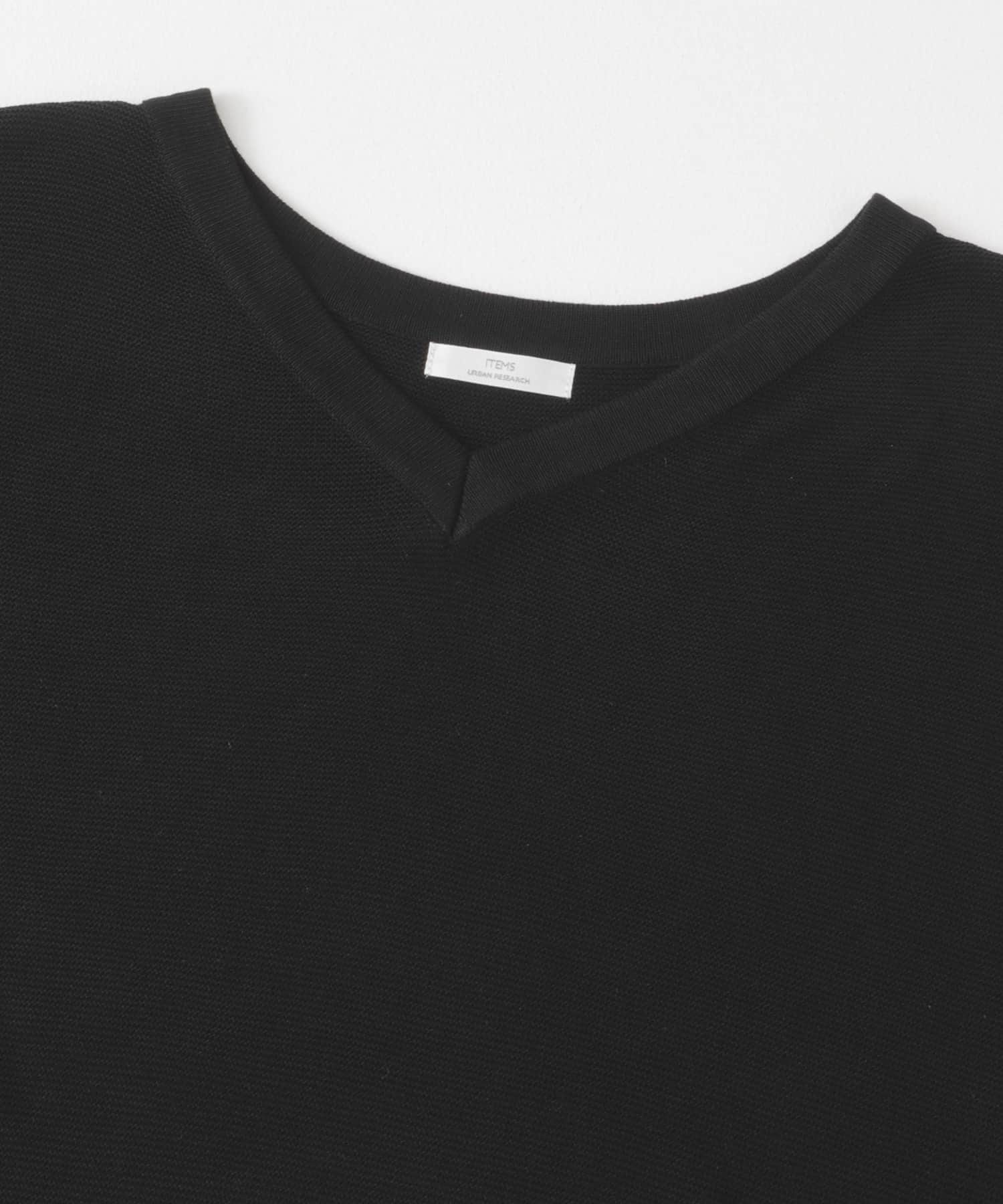 Vネックフレンチニット BLK FREE