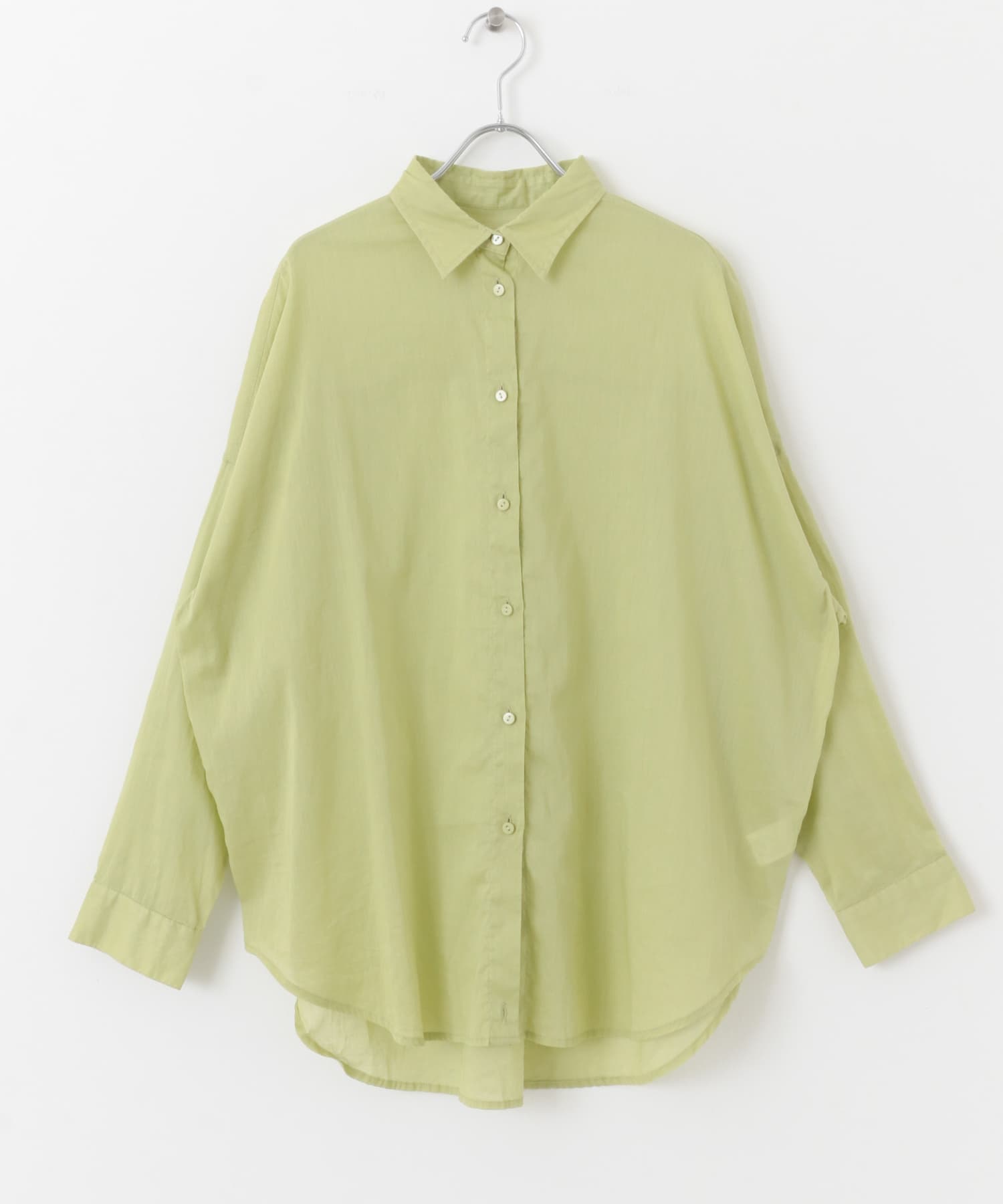 リネンコットンビッグシャツ L.GRN FREE