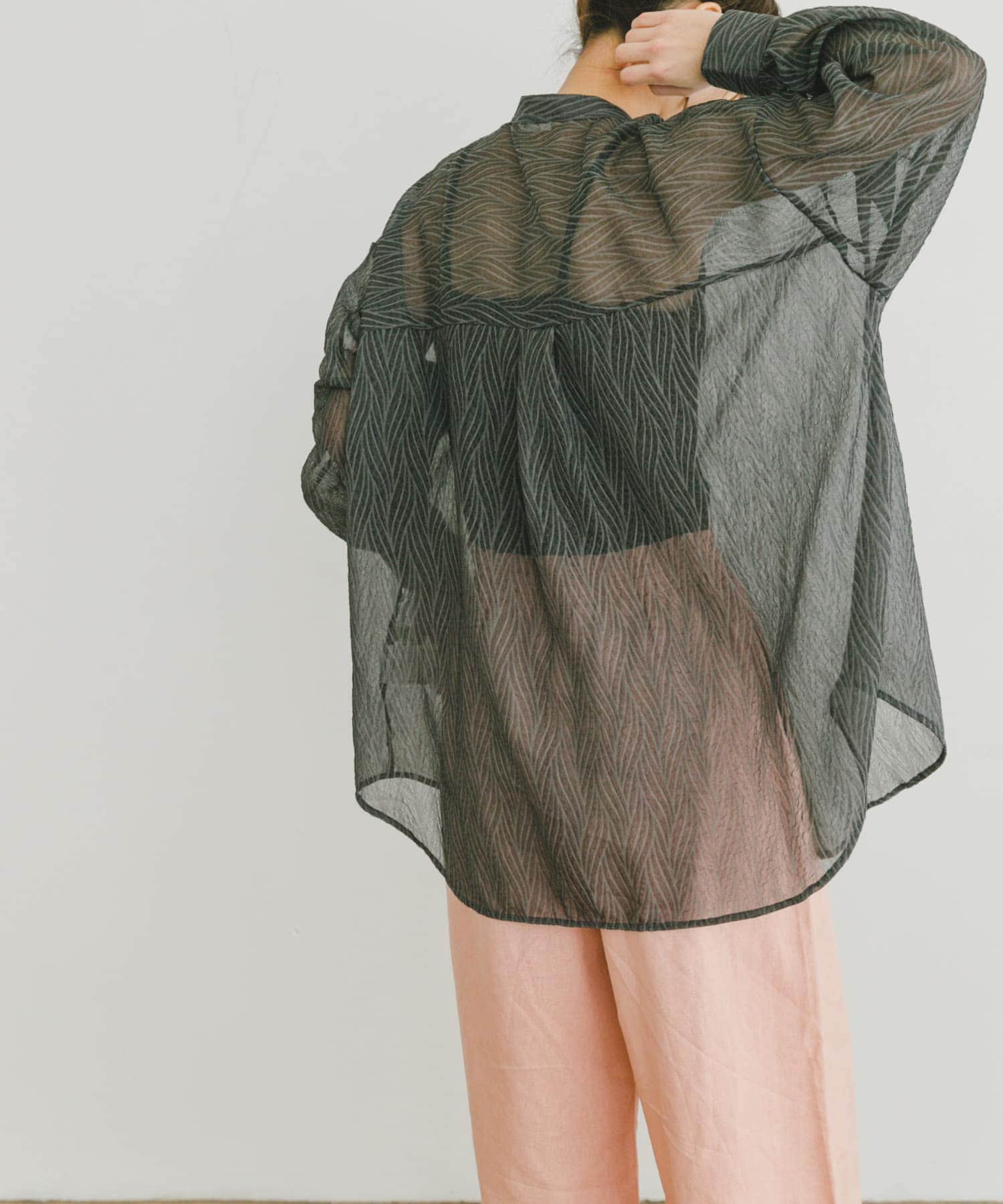 シアーヨウリュウバンドカラーシャツ BLK FREE