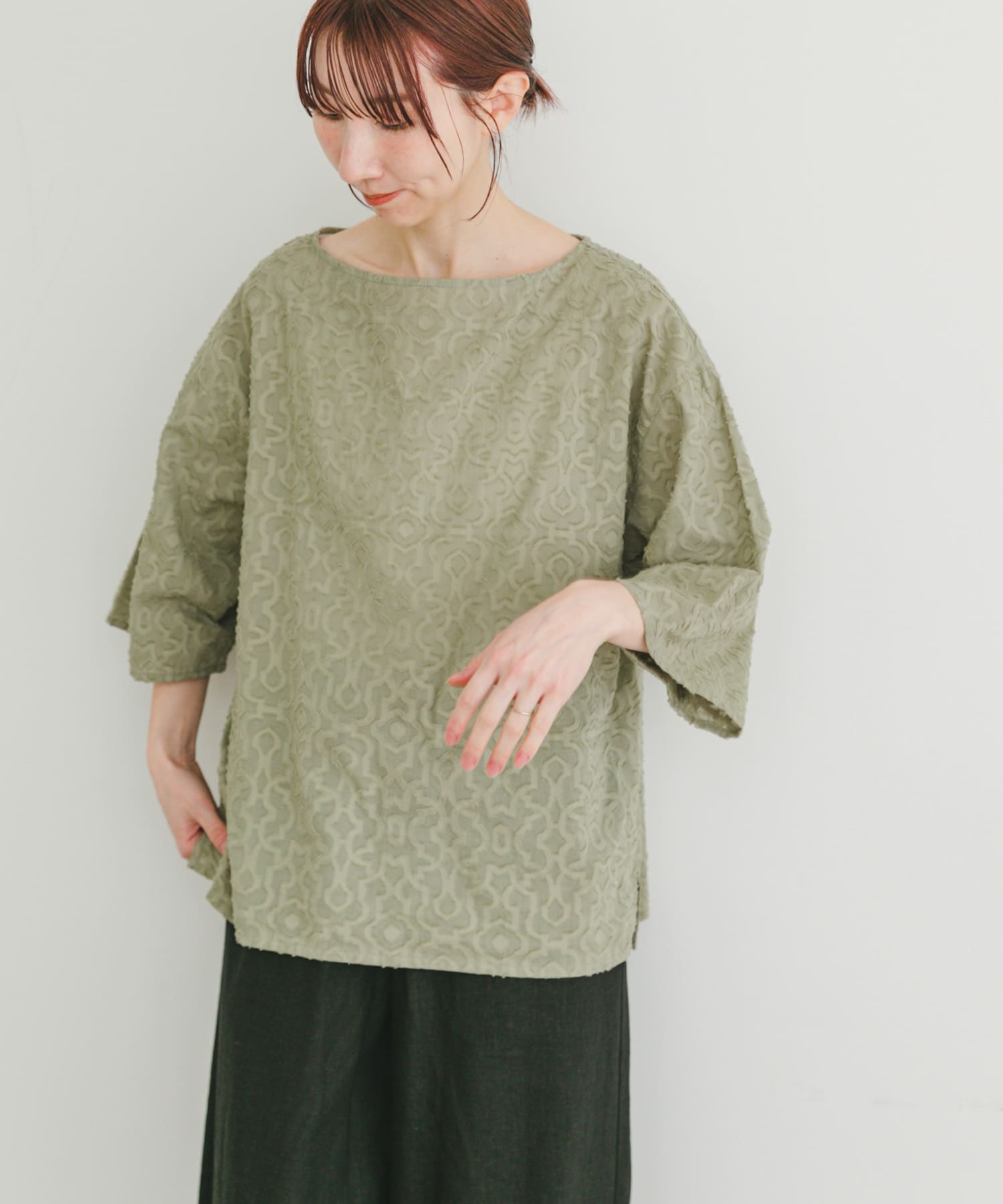 ジャガードハンソデプルオーバー