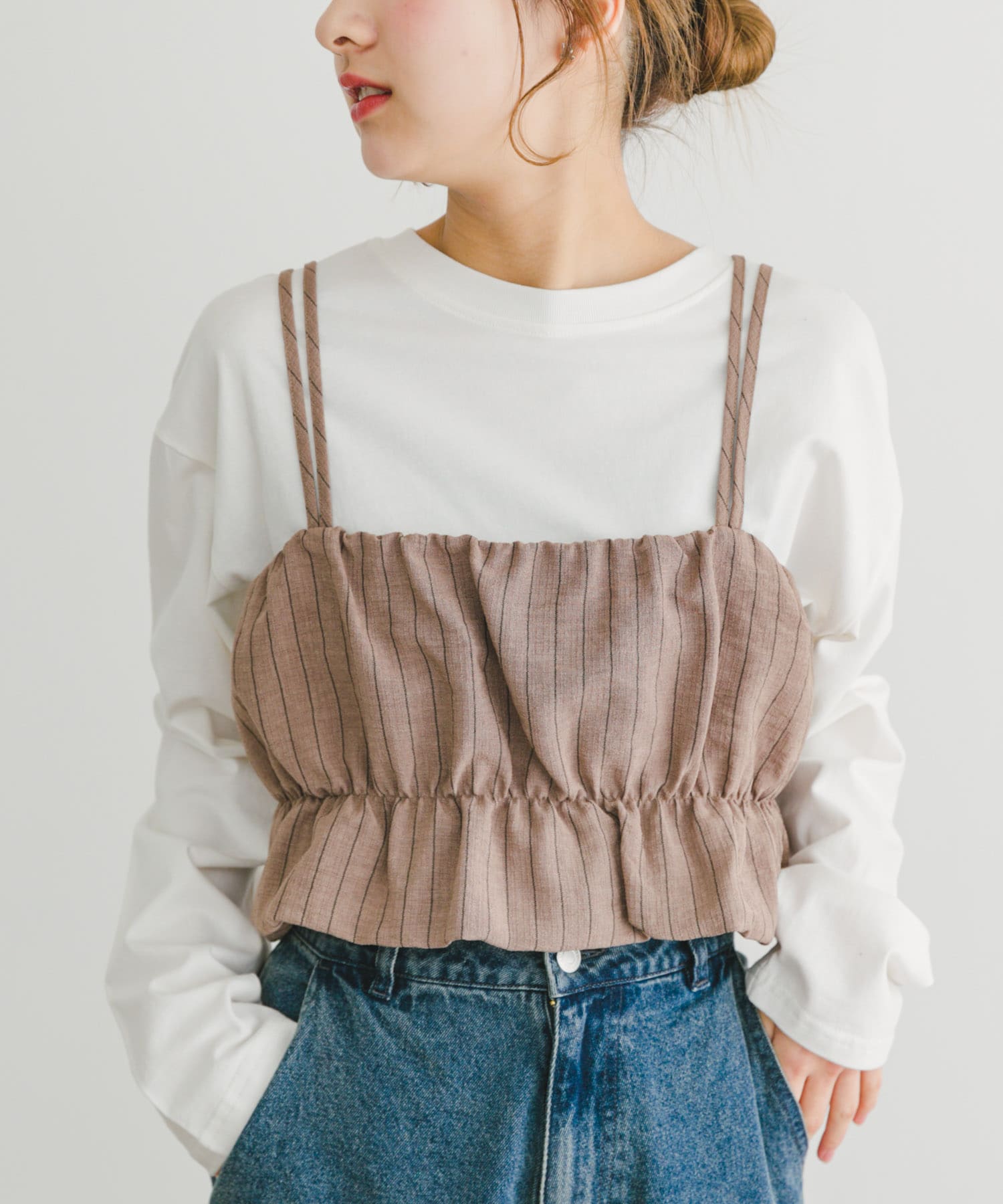 ストライプシャーリングビスチェ