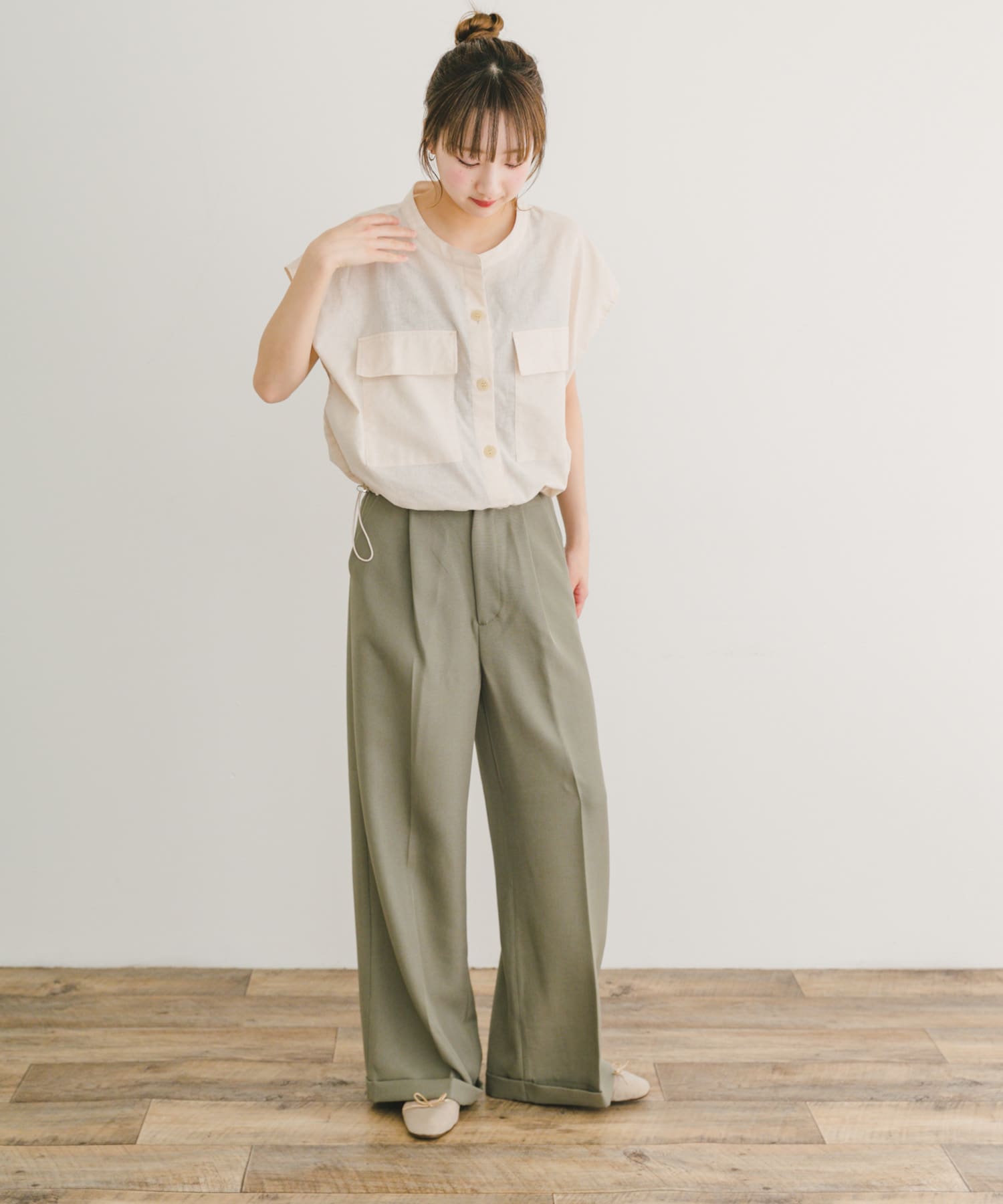 Riho　0922 リネンミックスドロストポケットシャツ(FREE BRN): トップス｜URBAN