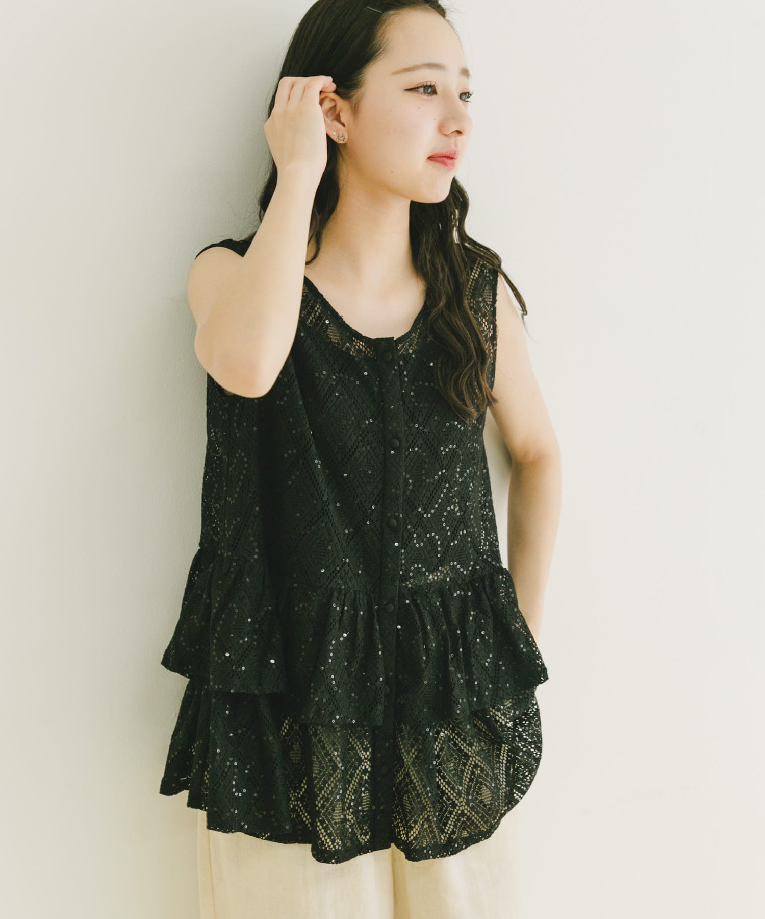 シアースパンコールペプラムトップス