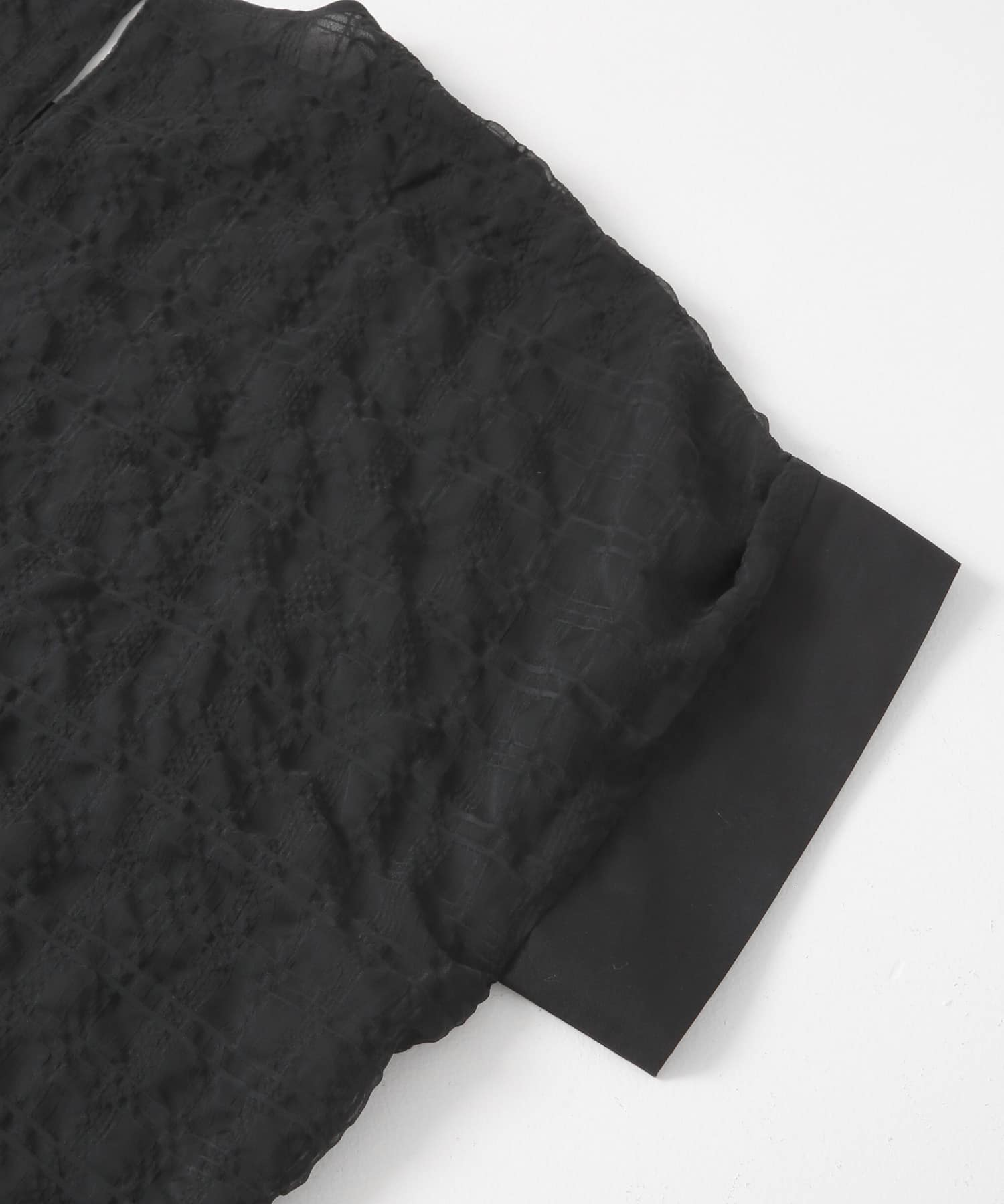 シアーチェックレイヤードブラウス BLK FREE