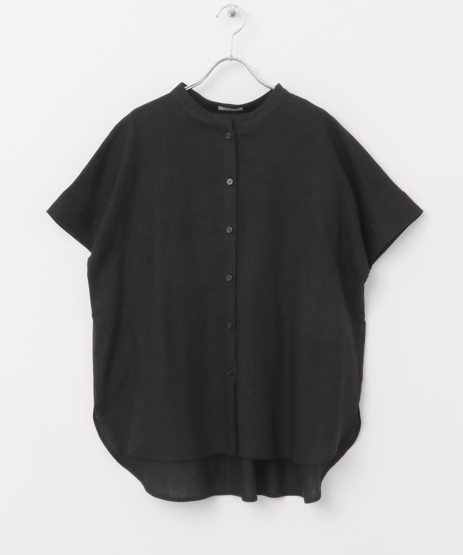 リネンレーヨンフレンチシャツ BLK FREE