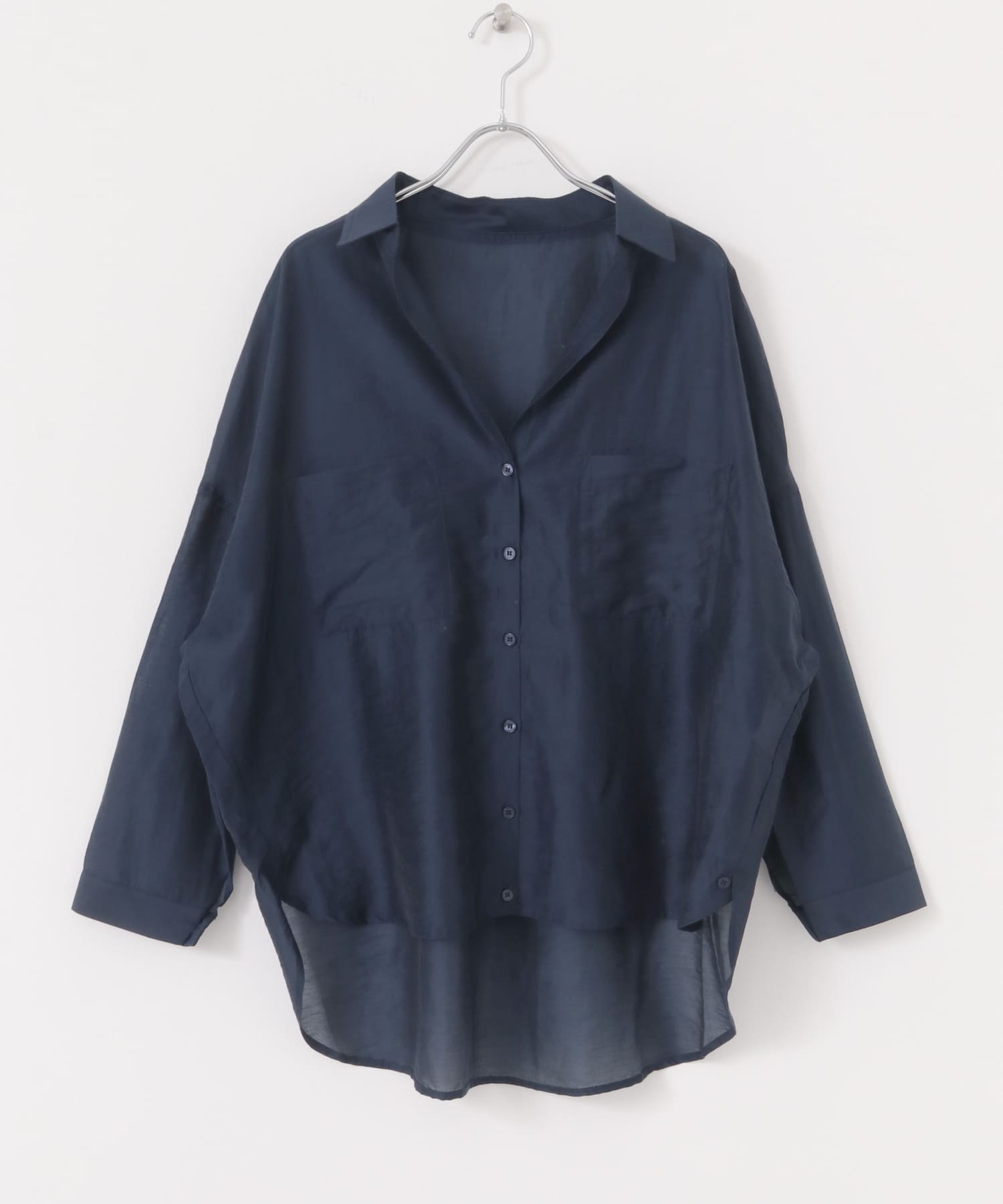 シアーポケットスキッパーシャツ NVY FREE