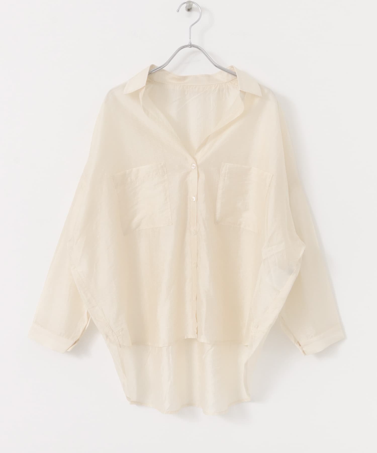 シアーポケットスキッパーシャツ WHT FREE