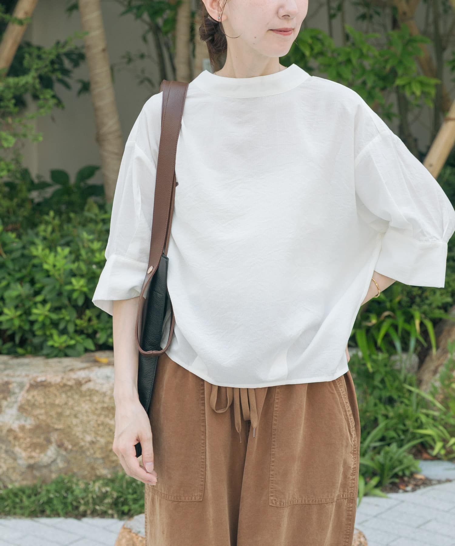 シアー5ブソデハイネックブラウス