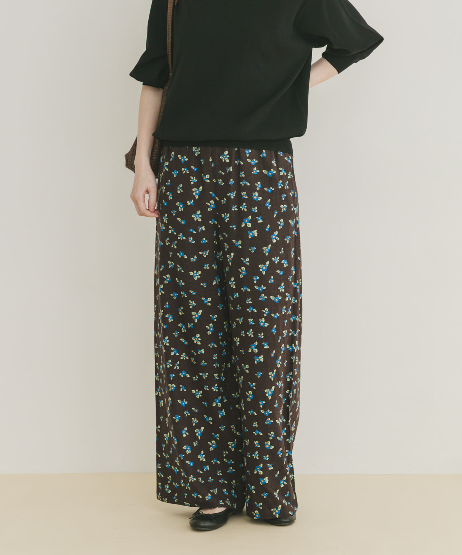 『Sサイズあり』『洗濯可』リネンレーヨンワイドパンツ