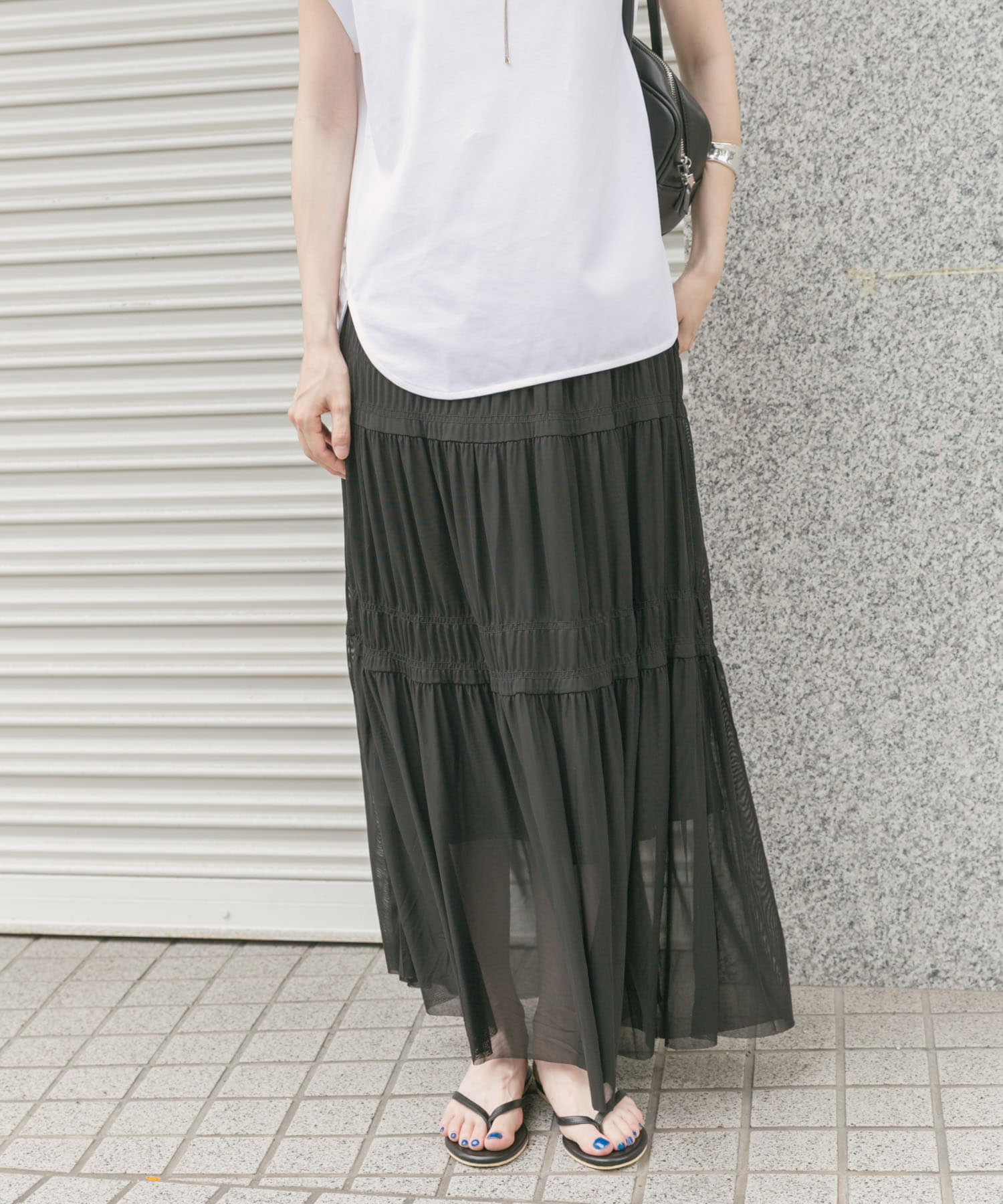 チュールシャーリングスカート