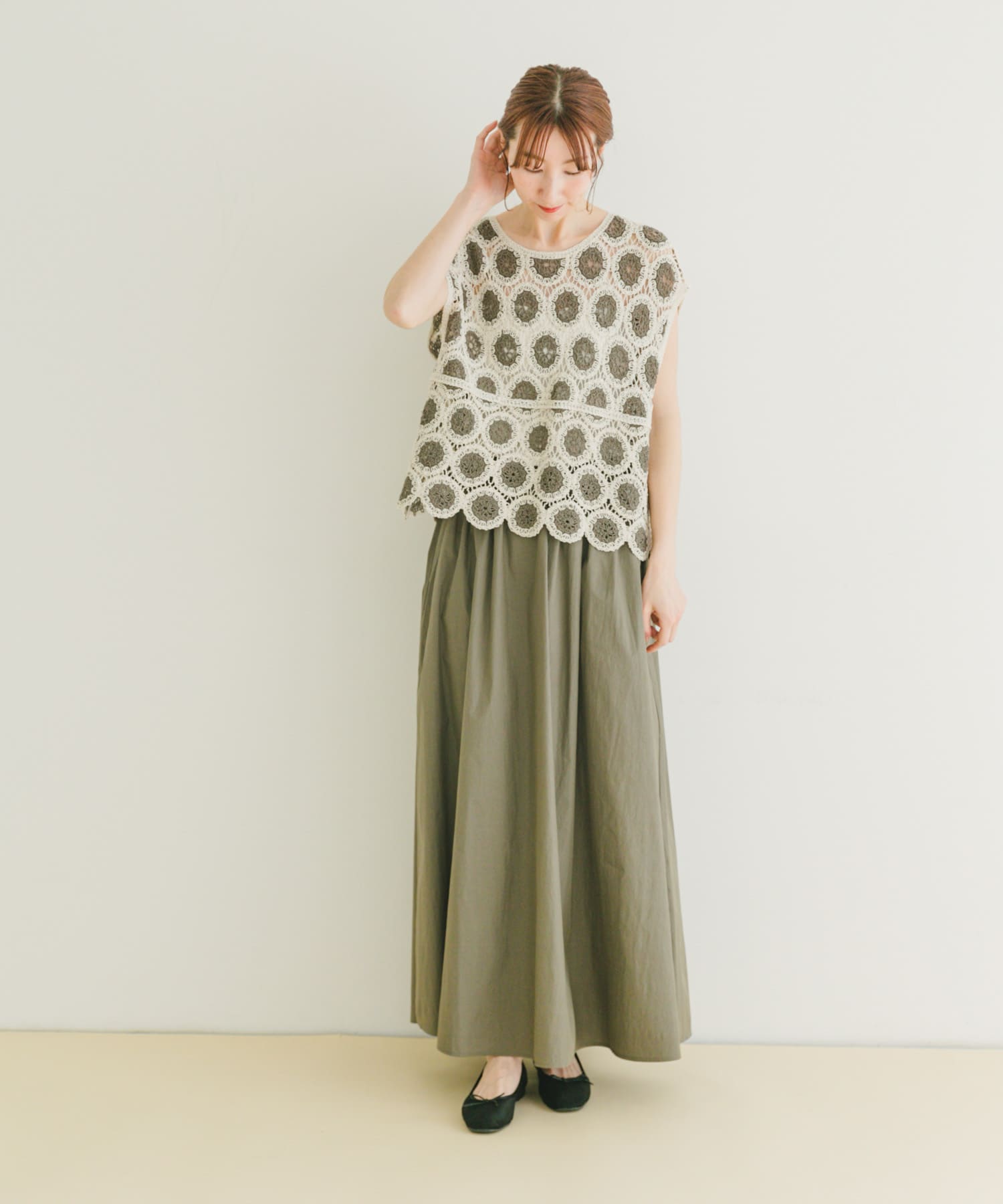 クロシェニット×フレアスカートセット