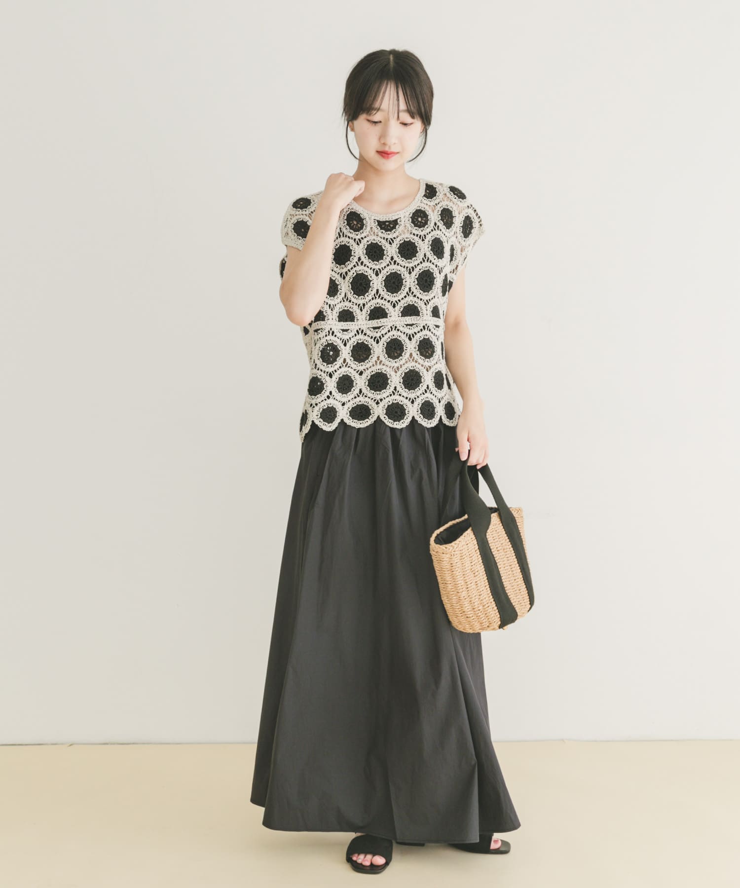 giugiu ニット　スカート　グリーン ダンボールニットフレアスカート】｜【feerique(フィーリック