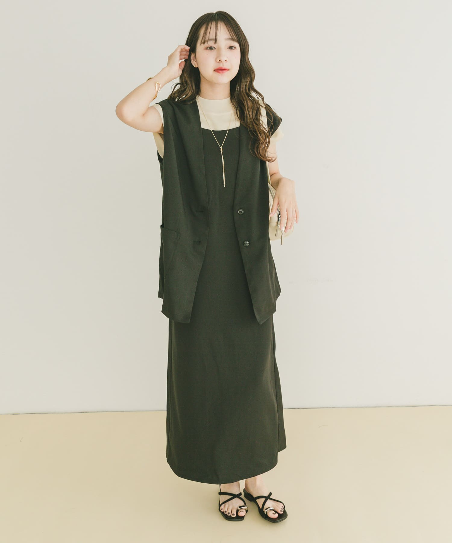 キャミワンピース×ジレセット