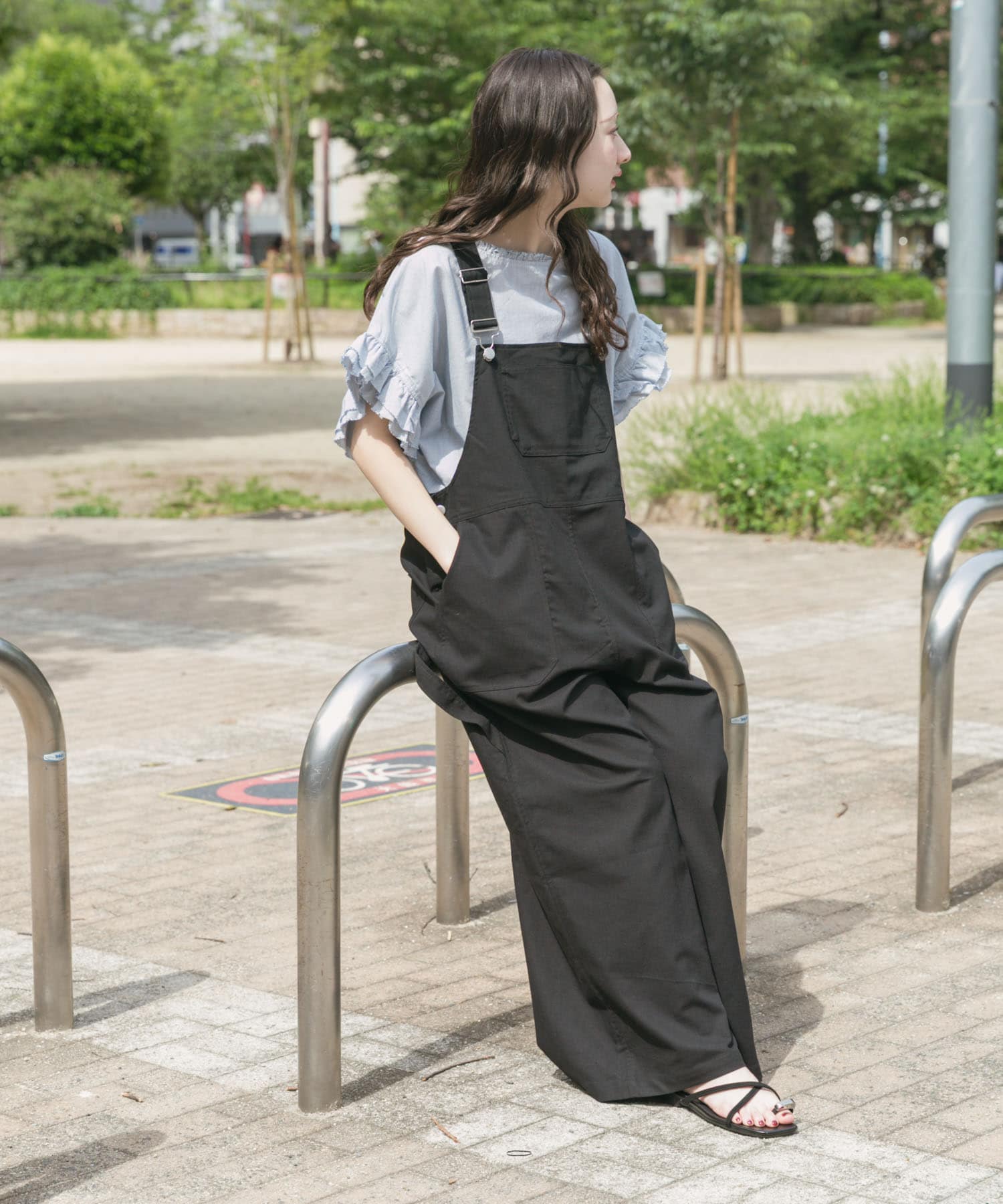 リネン混サロペット