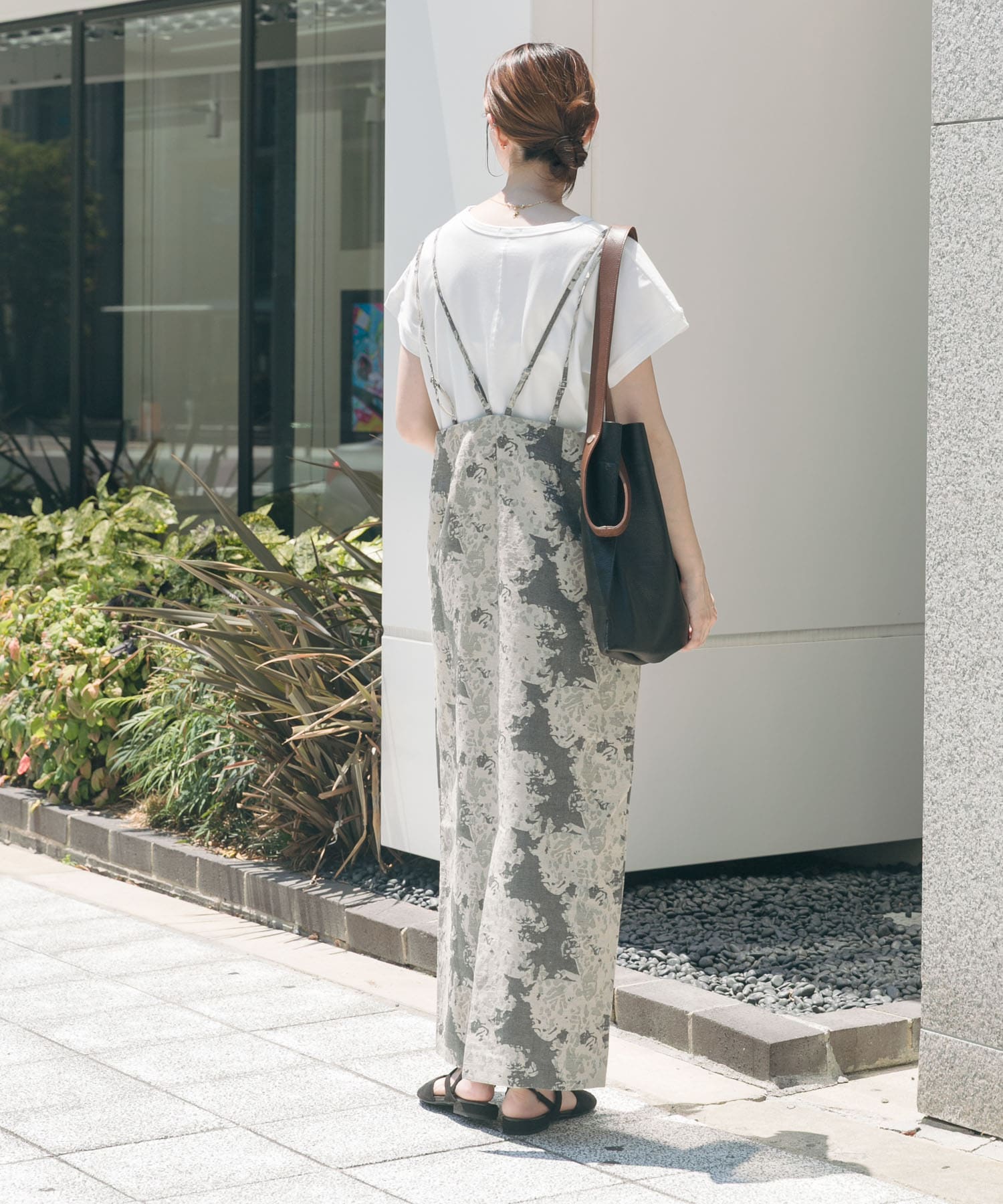 This_tokyo リネン100% キャミワンピース フリーサイズ TOKYO BASIC カップ付きスリップ ペチコート ワンピース