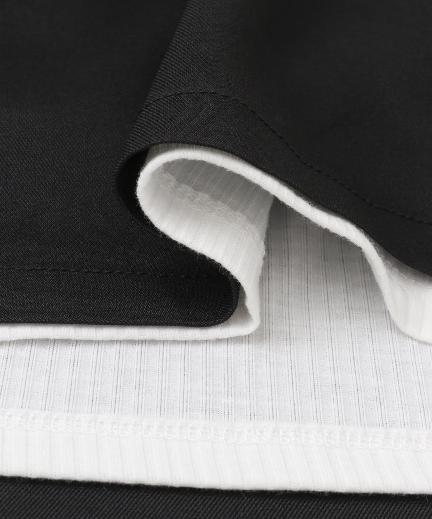 インナー付きリネンライクセットアップ WHT×BLK FREE