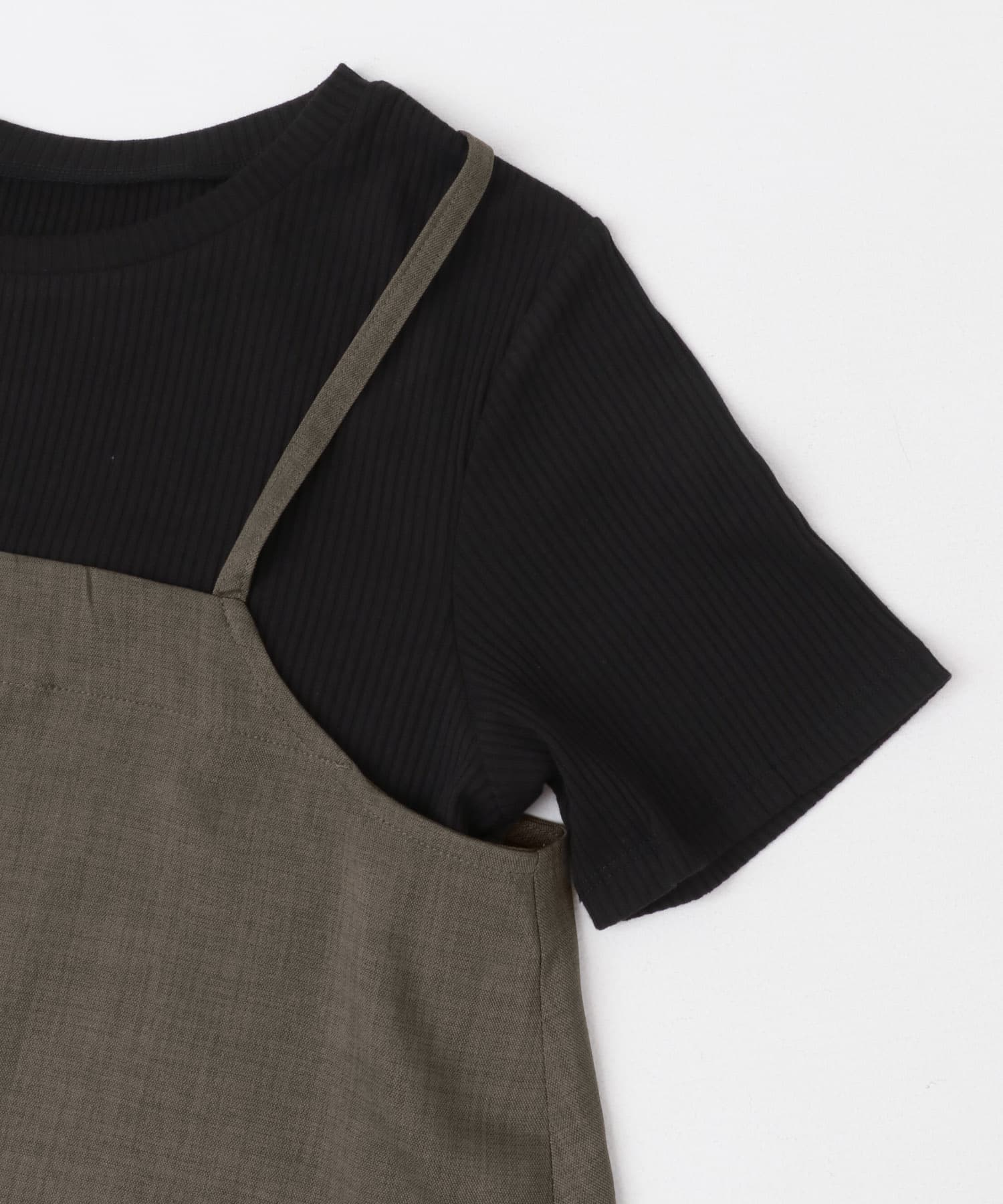 インナー付きリネンライクセットアップ BLK×BRN FREE