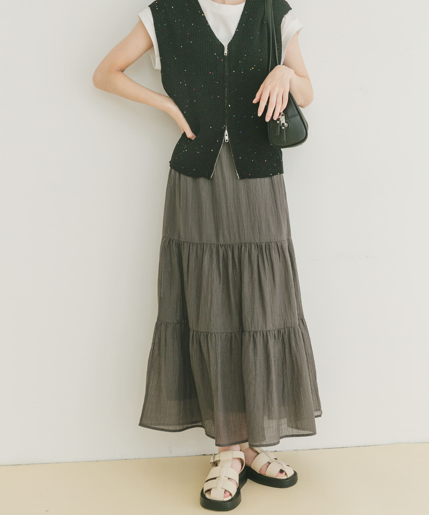 スパンコールベスト×スカートセット