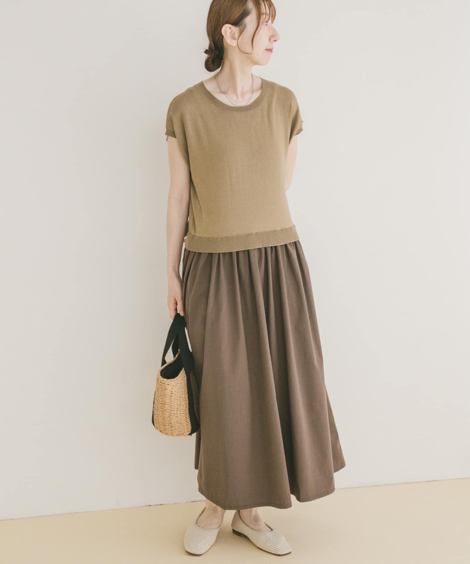 ニットドッキングフレンチワンピース