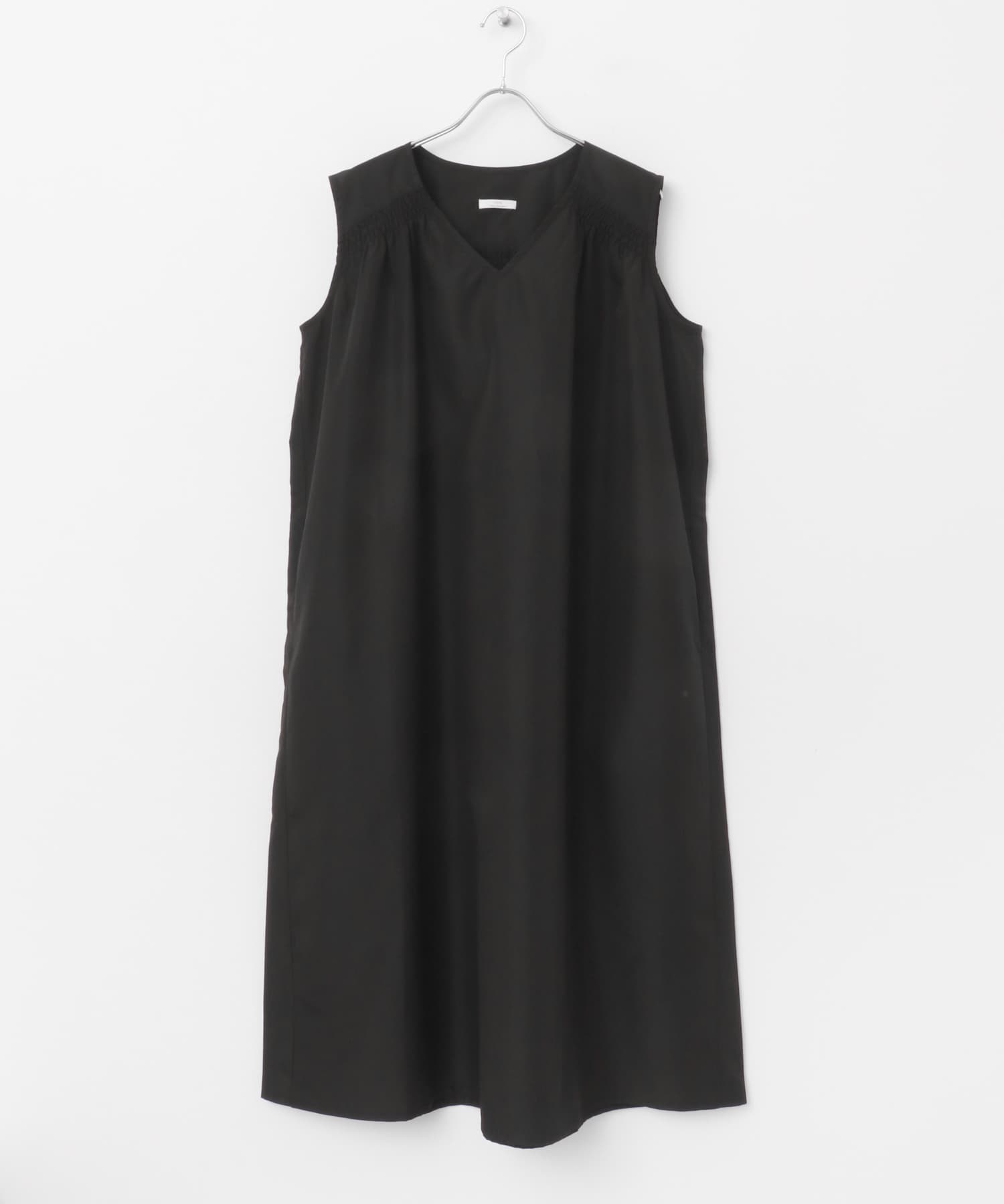 Vネックノースリーブワンピース BLK FREE