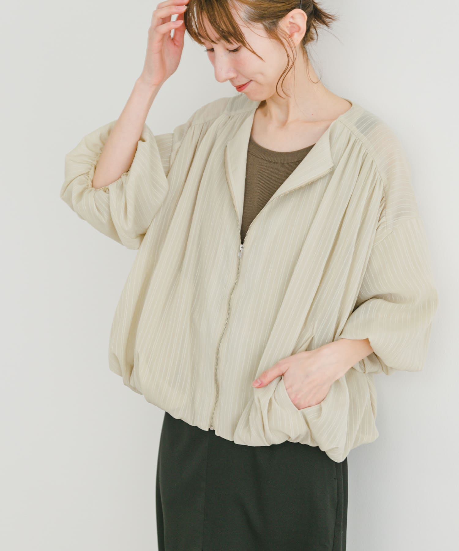 【新品】モニーレ ボリューム袖 バルーンスリーブ エコレザー ブルゾン シルバー balloon sleeve kurumi jacket – amr.