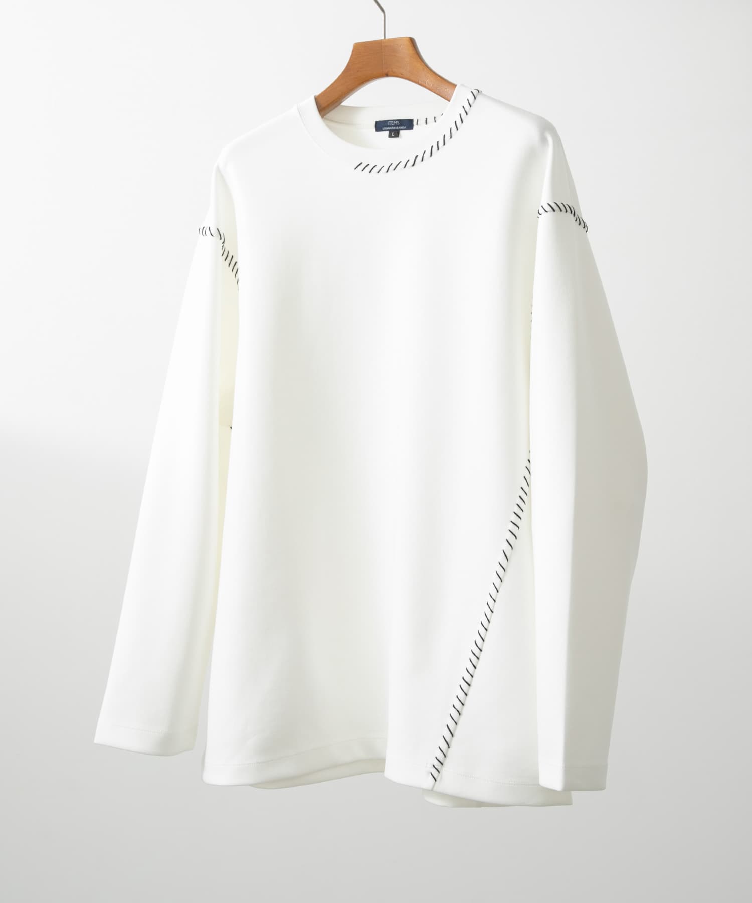 ブランケットステッチロングスリーブカットソー WHT M