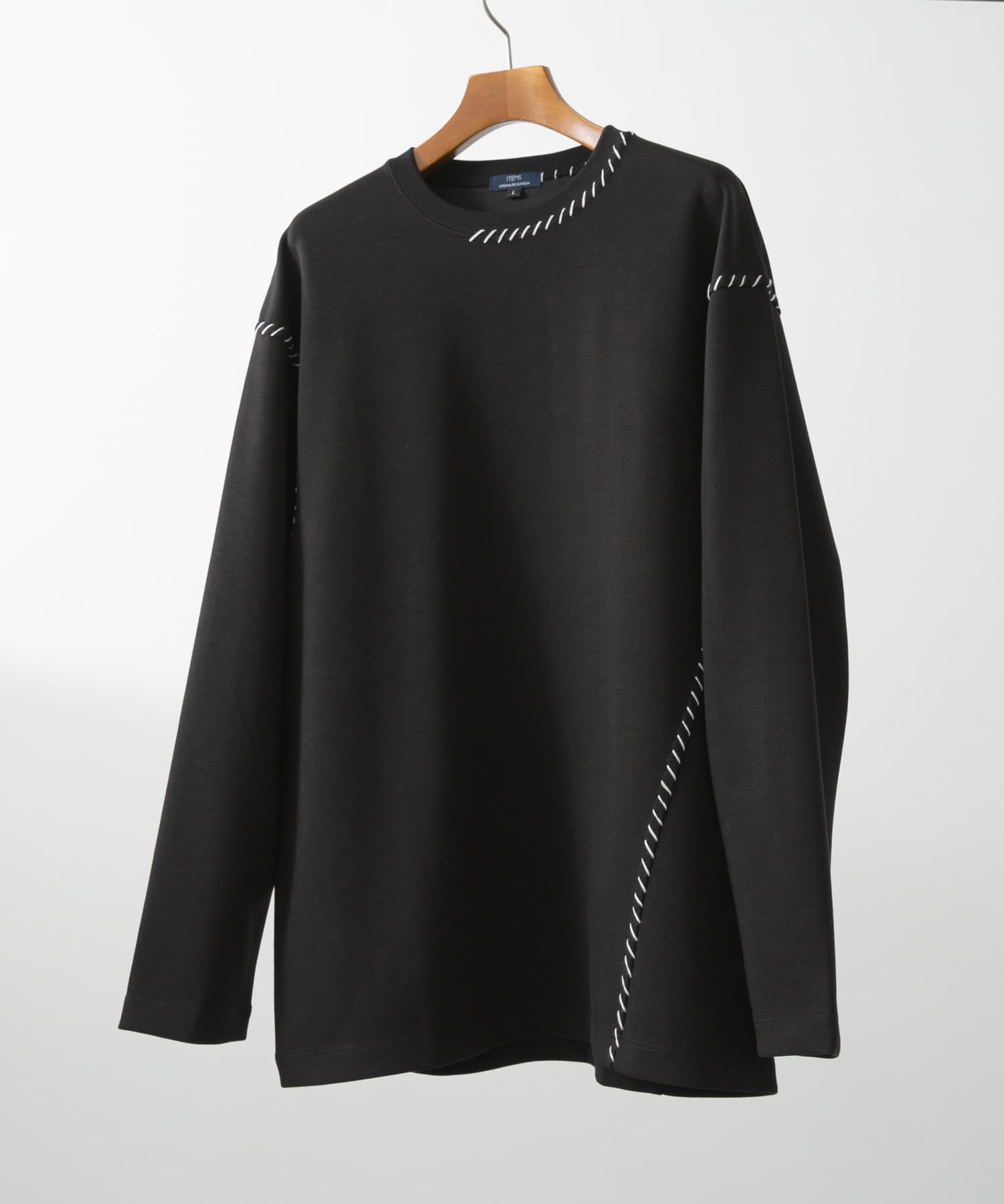 ブランケットステッチロングスリーブカットソー BLK M